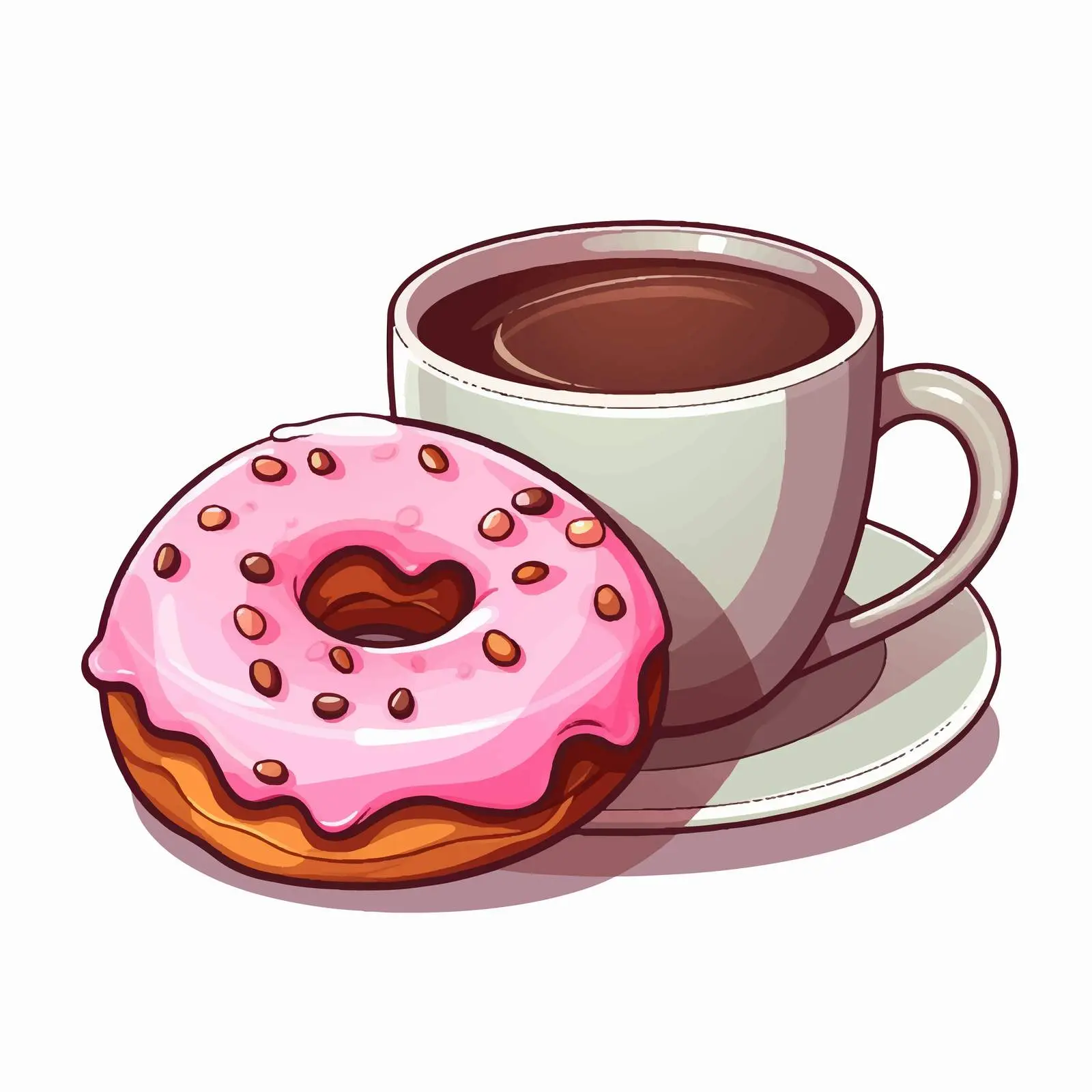 Sweet Donut and Coffee Cup Cartoon Vector — free download from Dotvec
