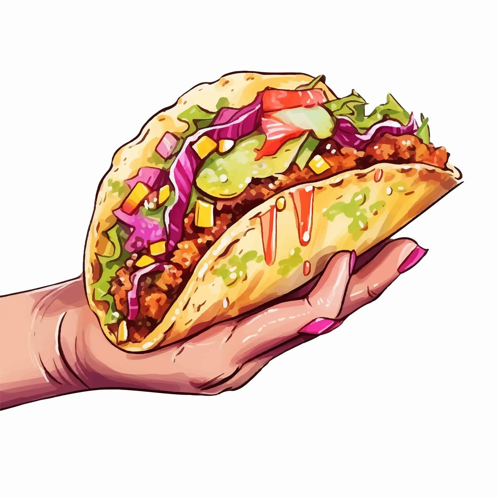 Tasty Tacos with Manicure Vector Art — free download from Dotvec