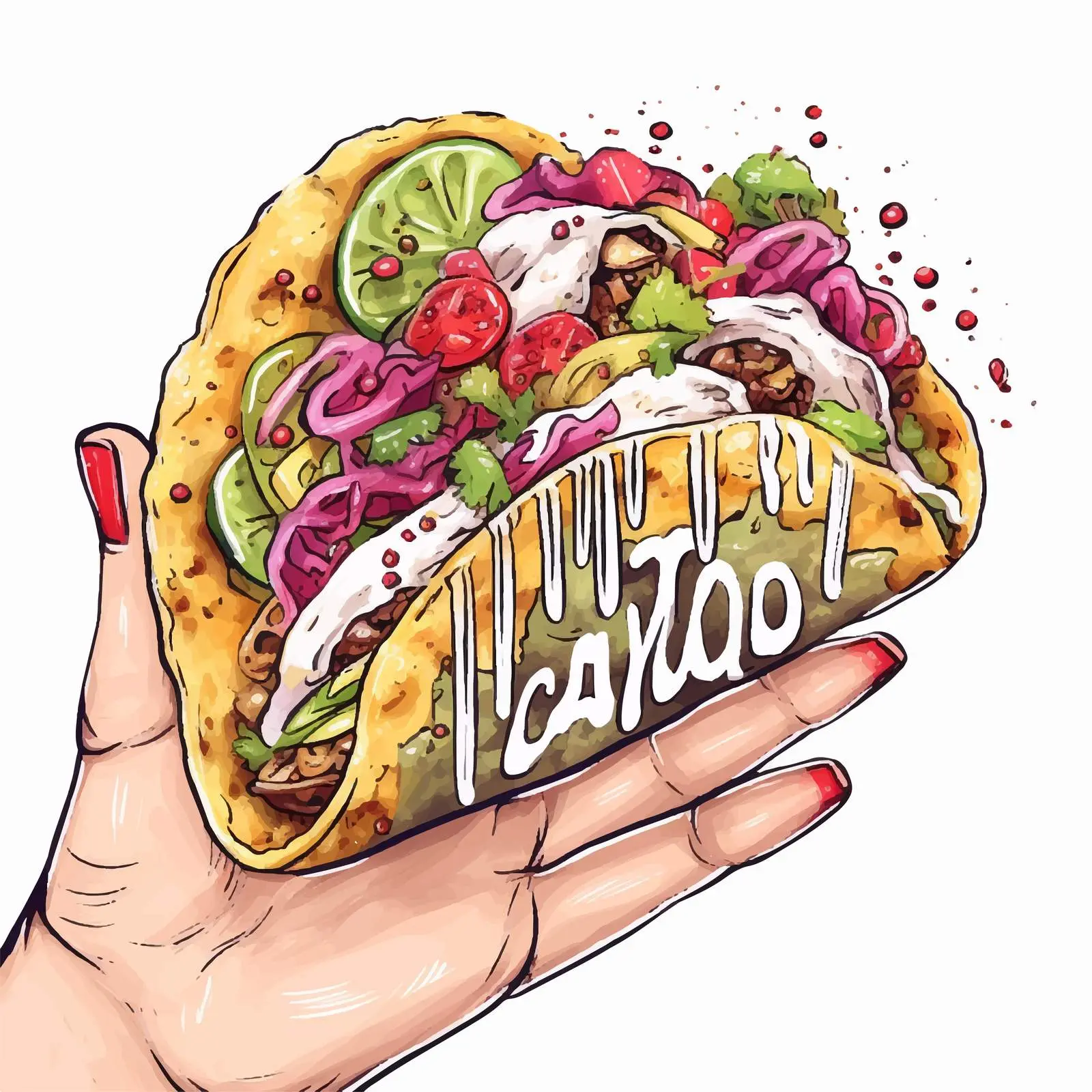 Stylish Tacos in Hand with Manicure Design — free download from Dotvec