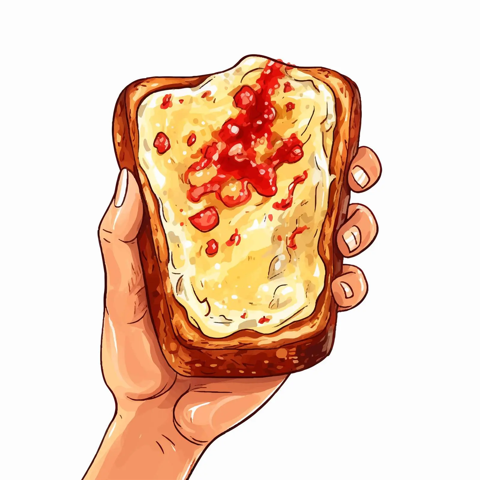 Handheld Toast with Cheese and Red Manicure — free download from Dotvec