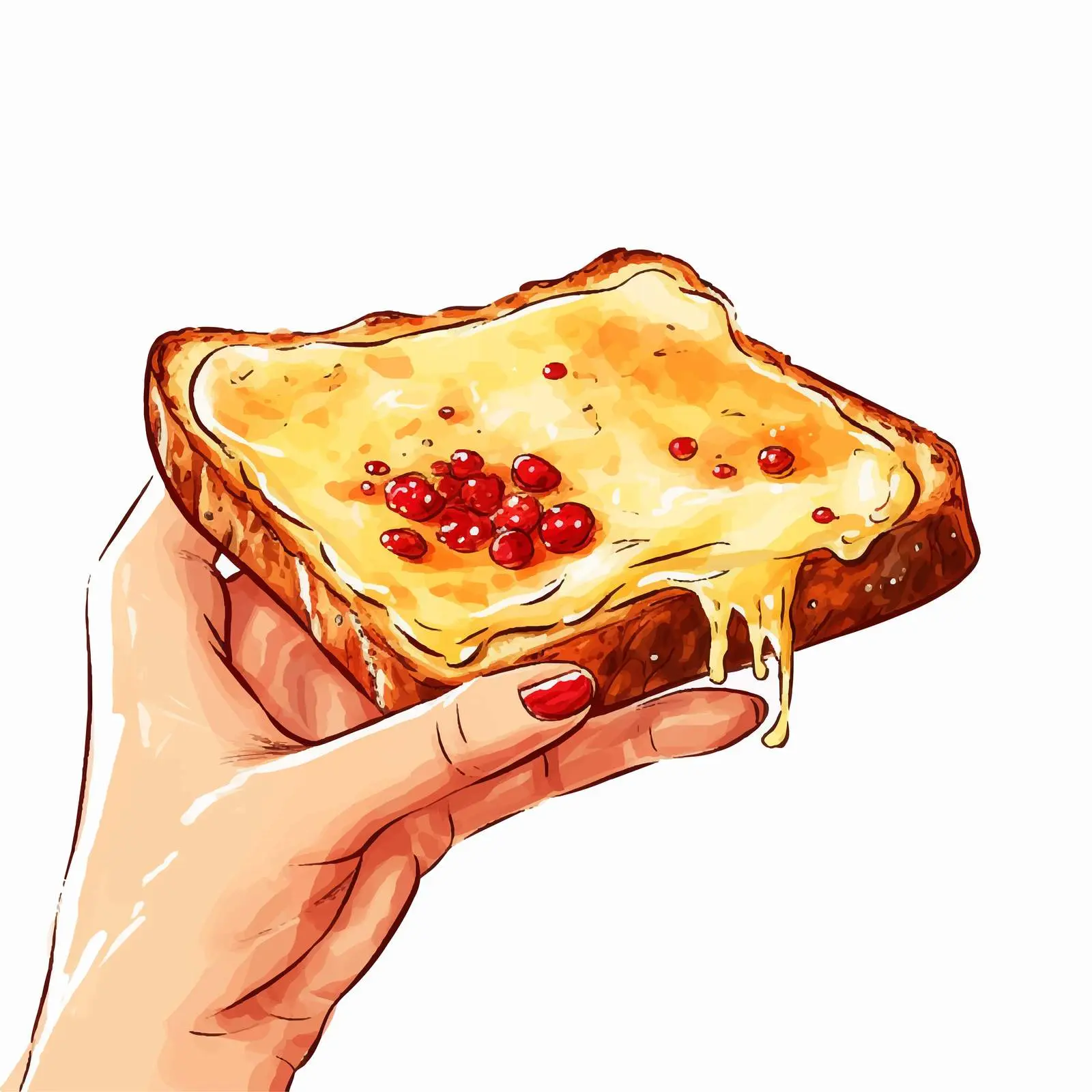 Hand Holding Delicious Cheese Toast with Red Manicure — free download from Dotvec