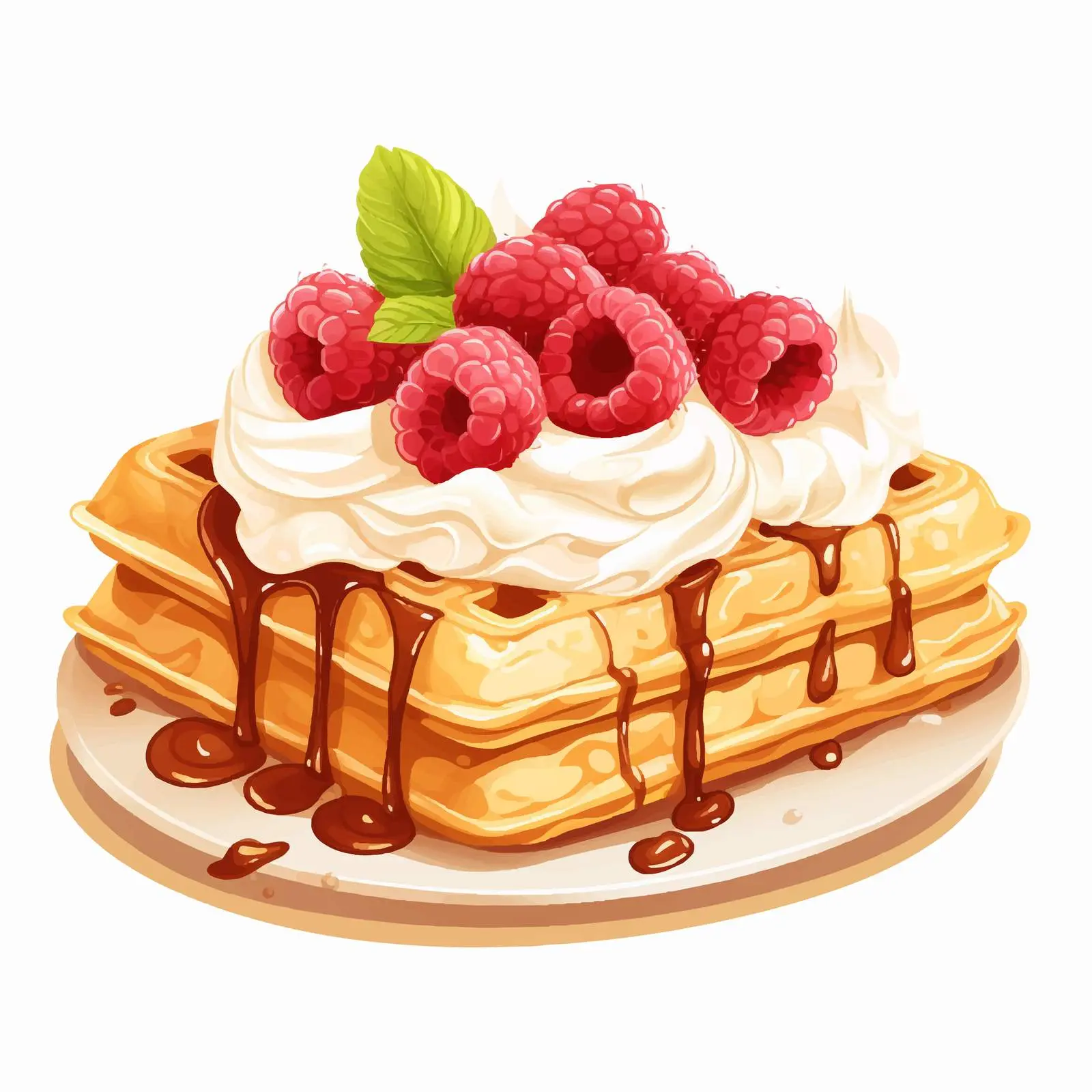 Viennese Waffles with Cream, Bananas, and Raspberries — free download from Dotvec