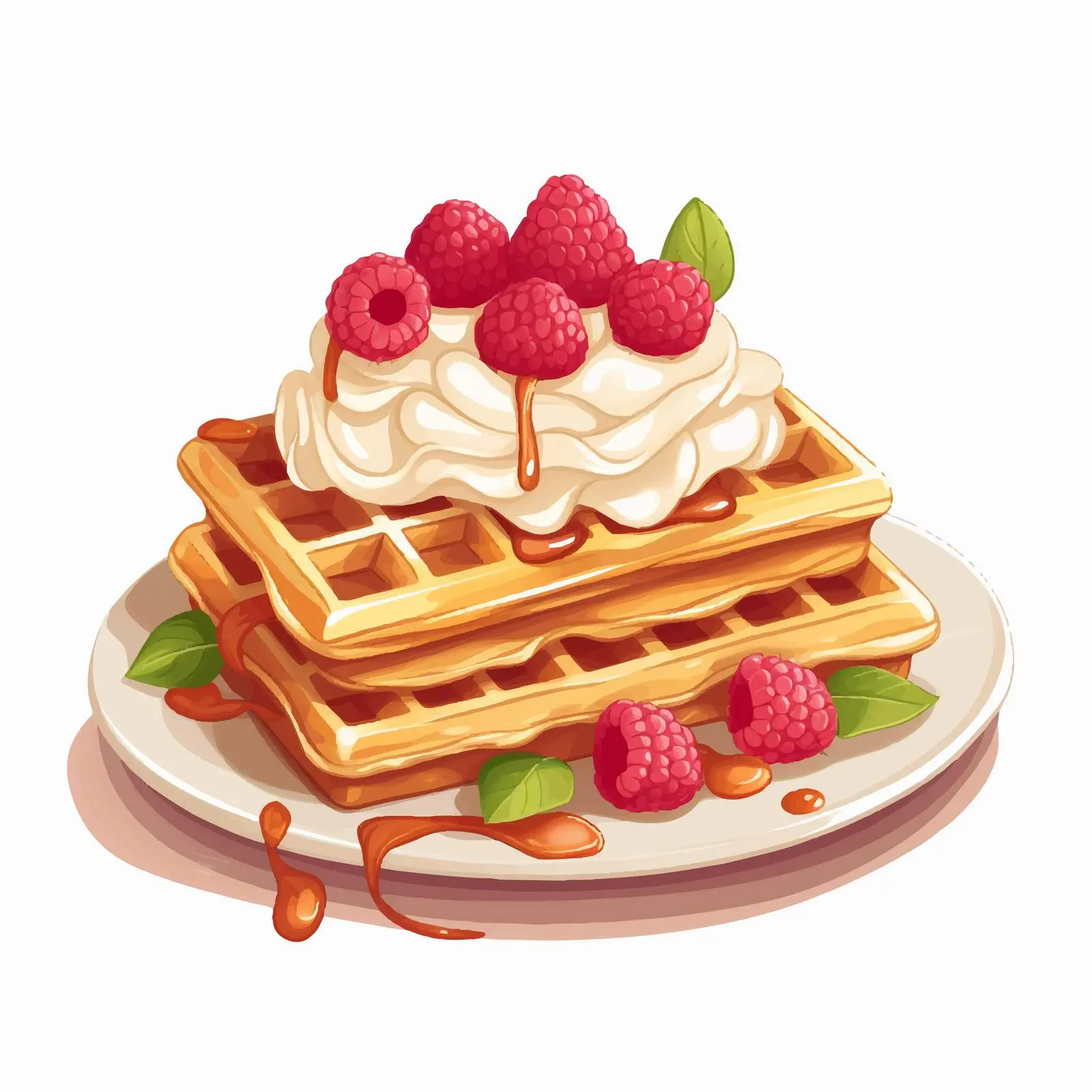Delicious Viennese Waffles with Cream and Fruits — free download from Dotvec