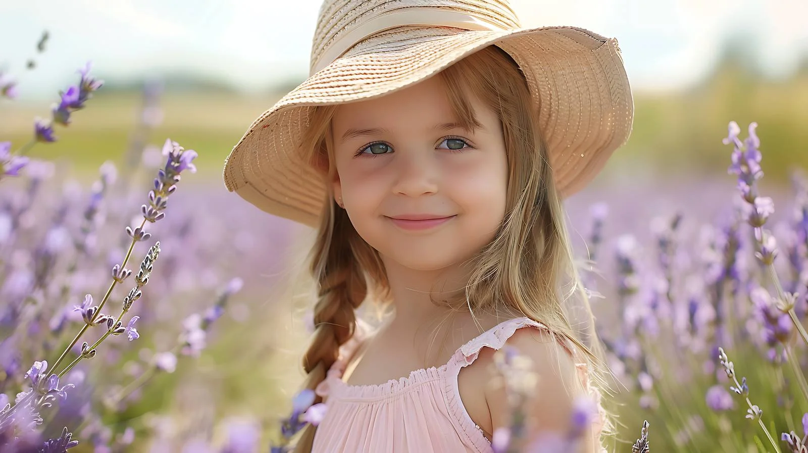 Joyful child in blossoming meadow — free download from Dotvec