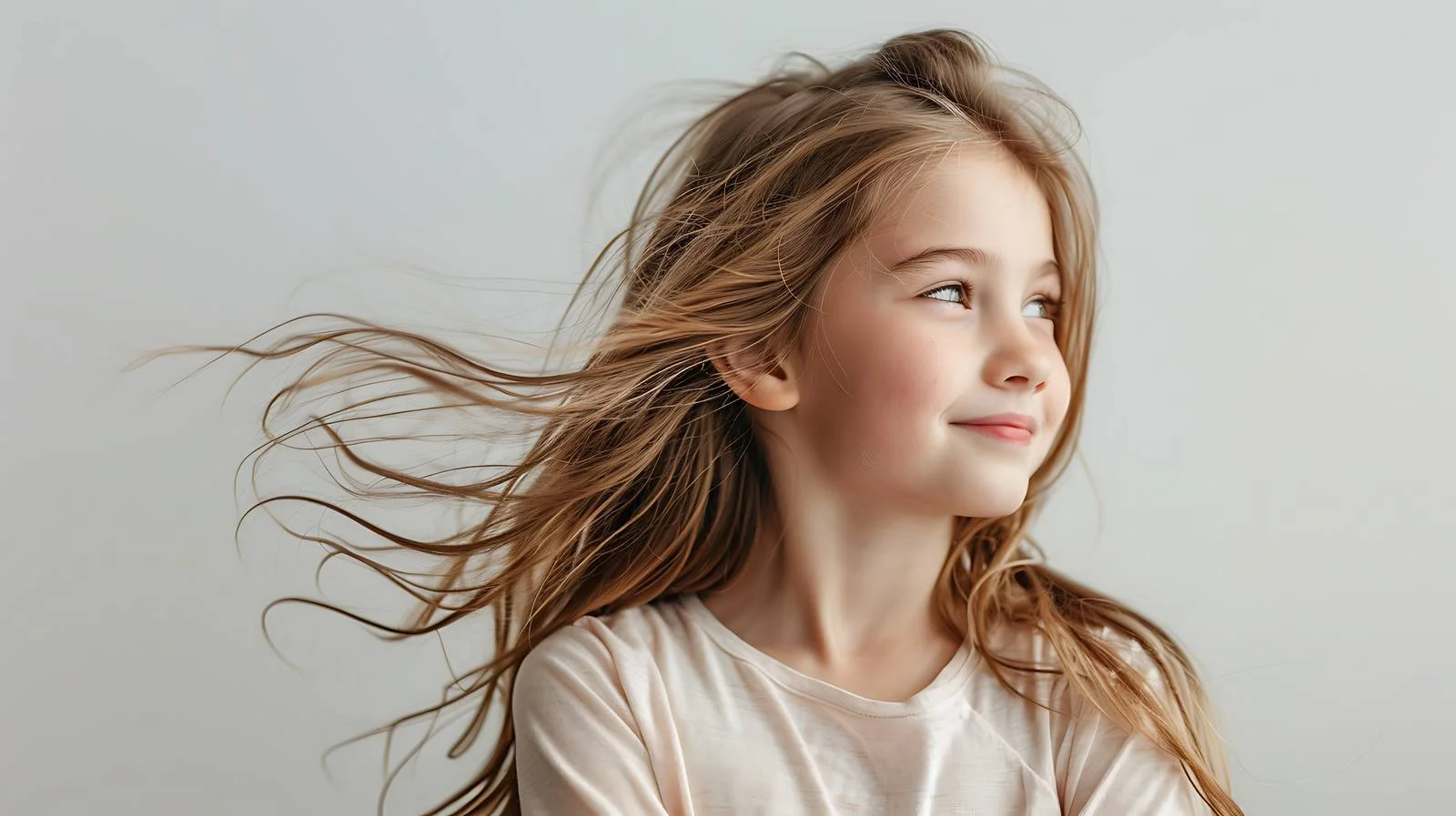 Joyful girl with flowing hair on grass — free download from Dotvec