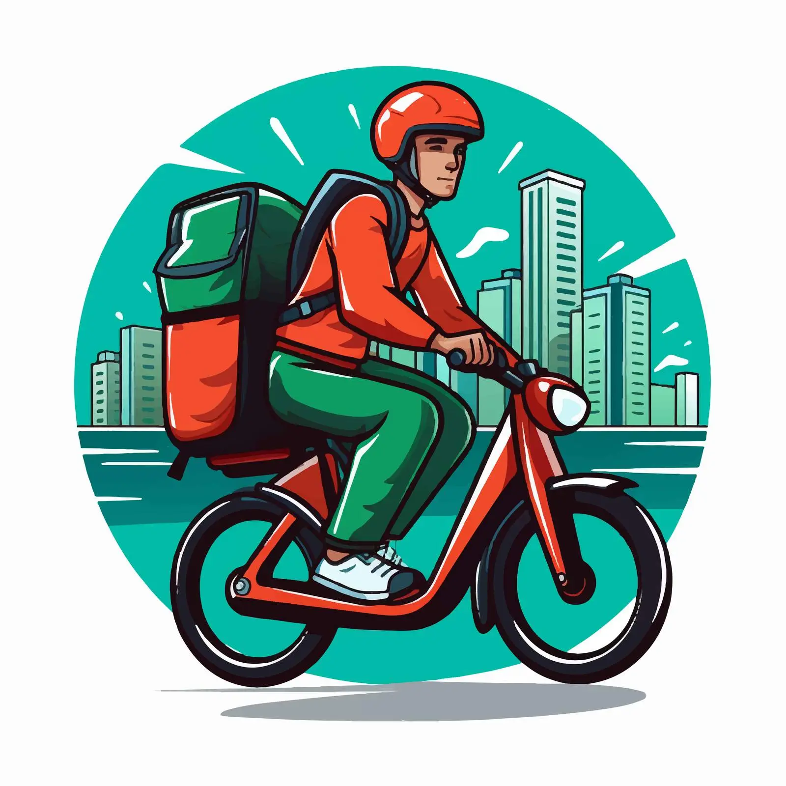 Delivery Logo with Courier in Urban Setting — free download from Dotvec