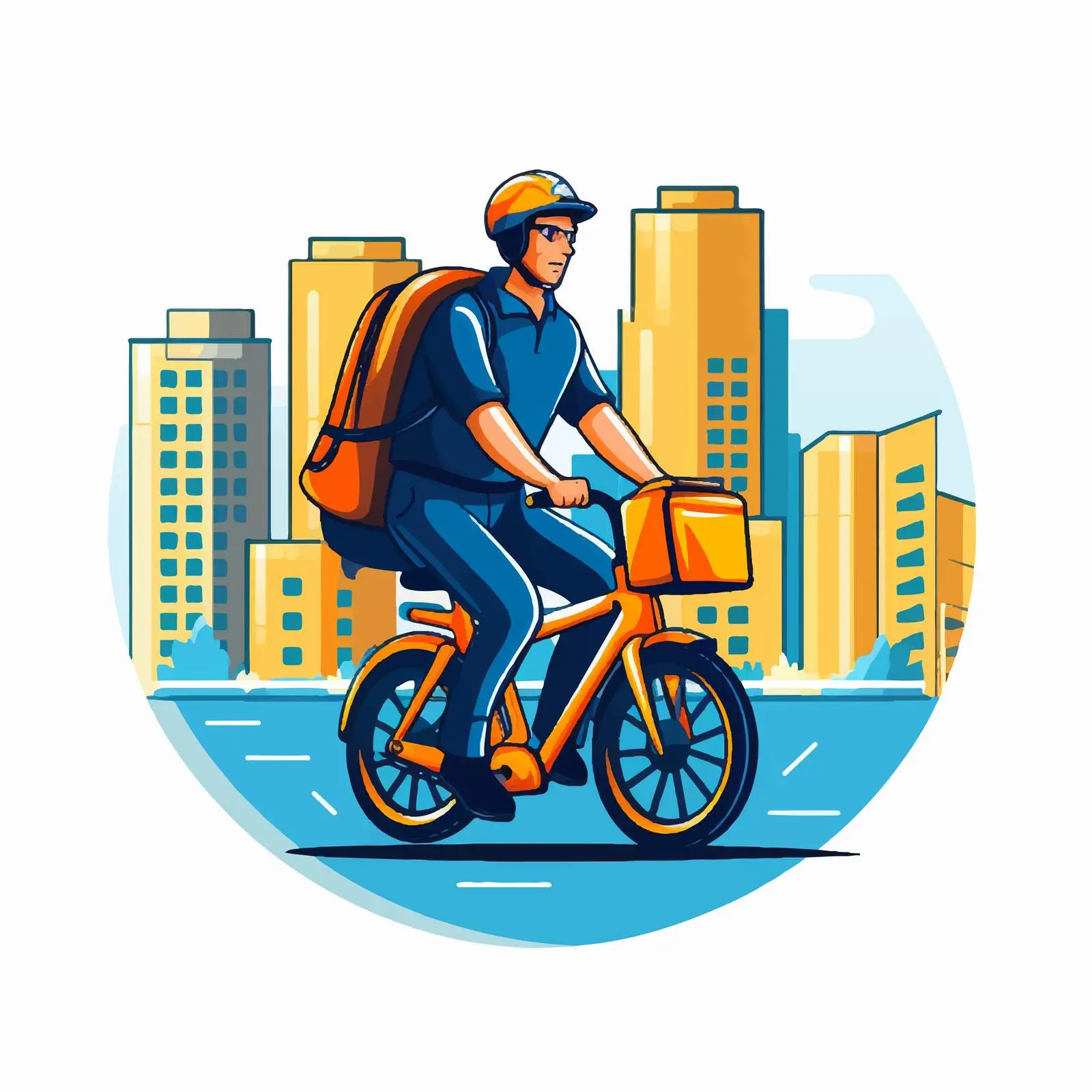 Urban Delivery Logo with Bike Courier Illustration – free delivery truck image from Dotvec
