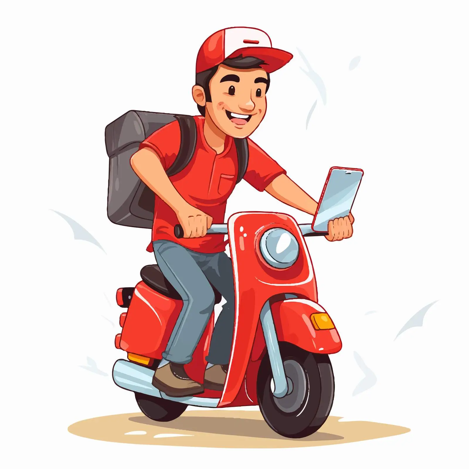 Delivery Man Using Smartphone Illustration — free download from Dotvec