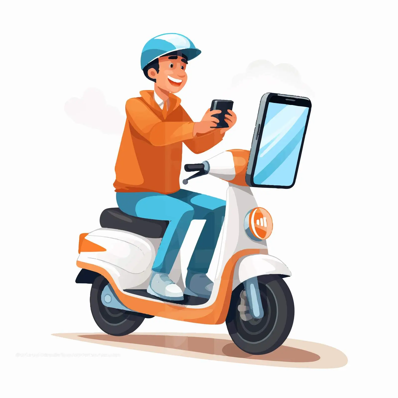 Delivery Man Riding with Smartphone Illustration – free service provider image from Dotvec