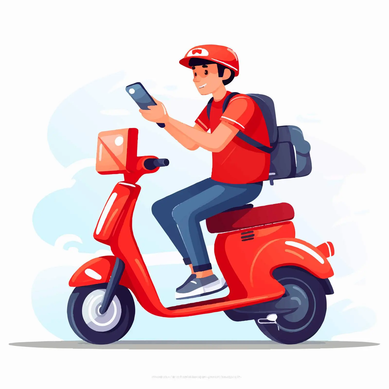 Delivery Man Using Smartphone Illustration — free download from Dotvec