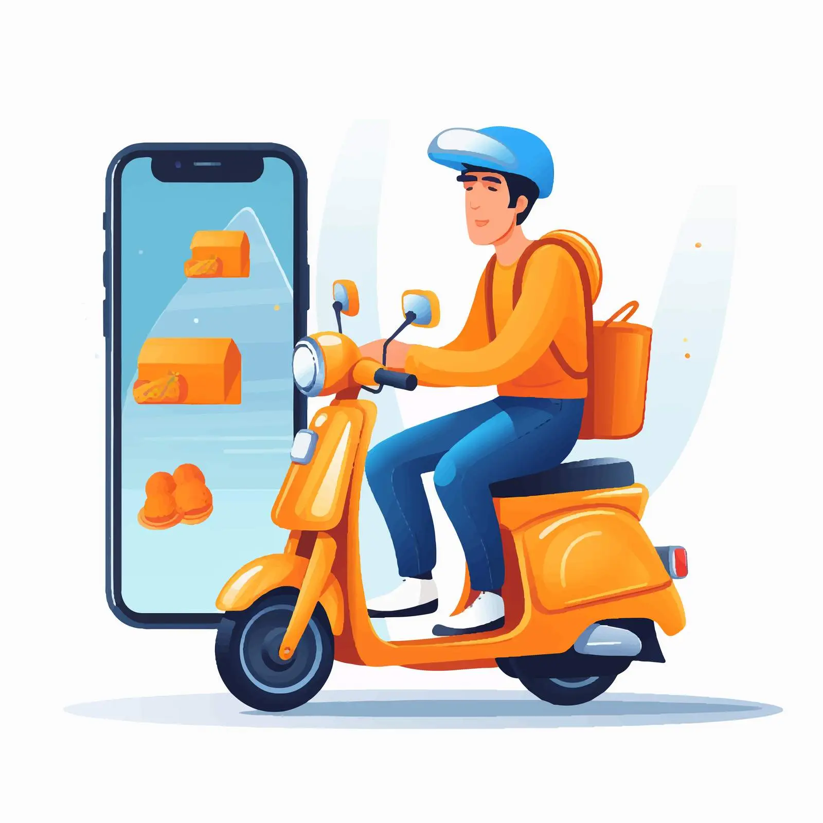 Delivery Man Using Smartphone Illustration — free download from Dotvec