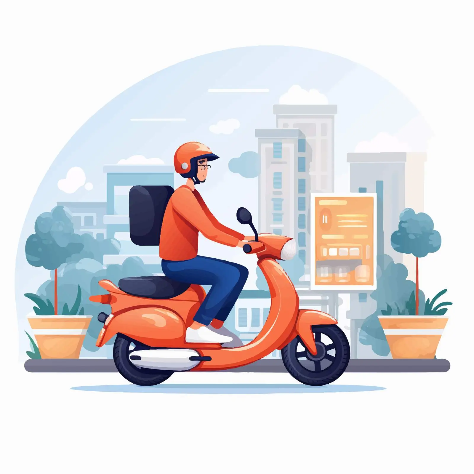 Courier Delivery Man Riding on the Road — free download from Dotvec