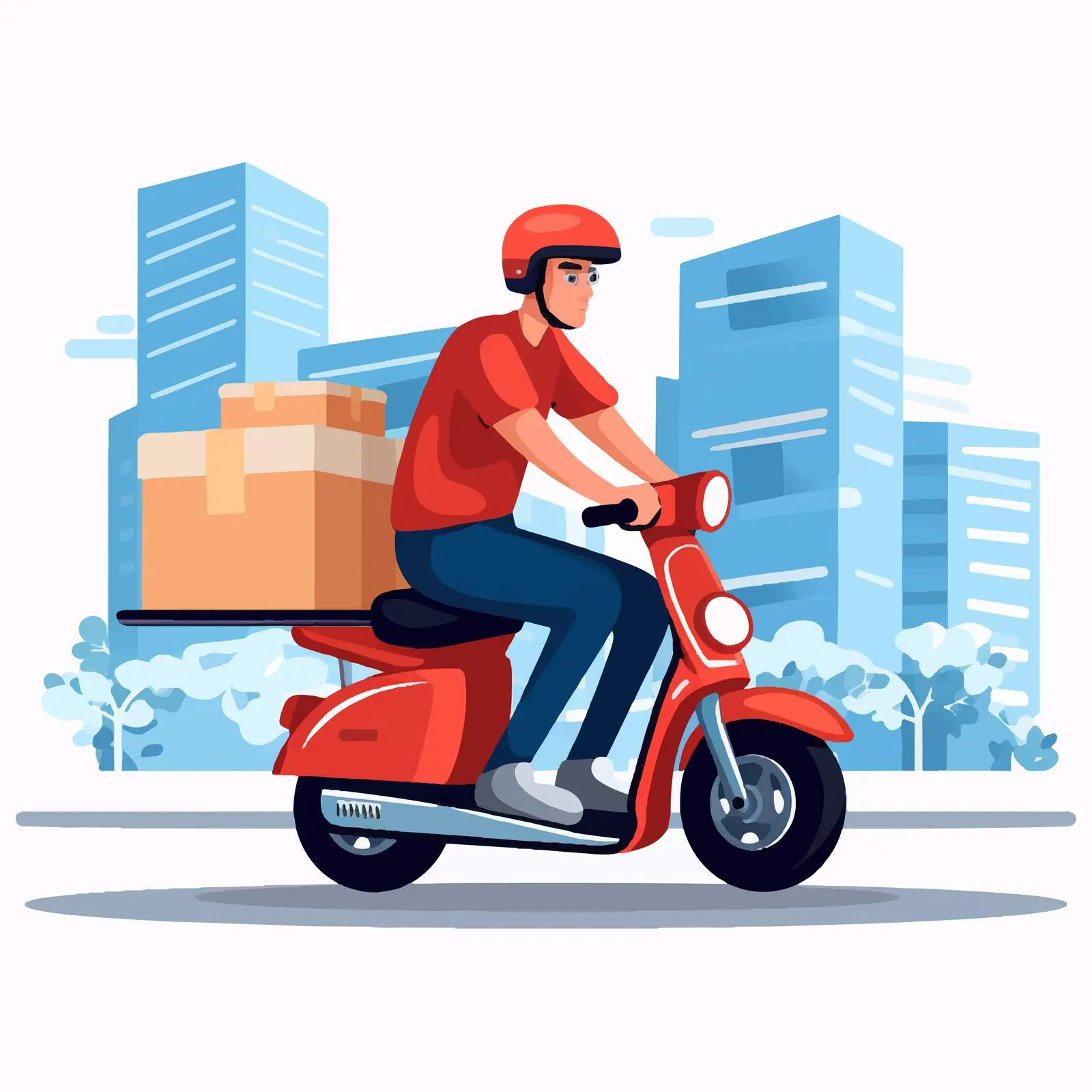 Courier Delivery Man Riding on the Road – free parcel image from Dotvec