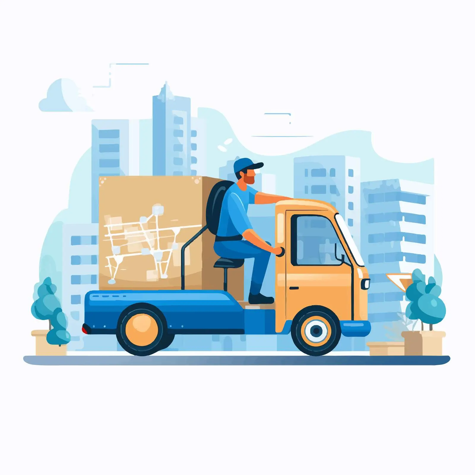 Delivery Man Riding on the Road with Courier – free parcel image from Dotvec