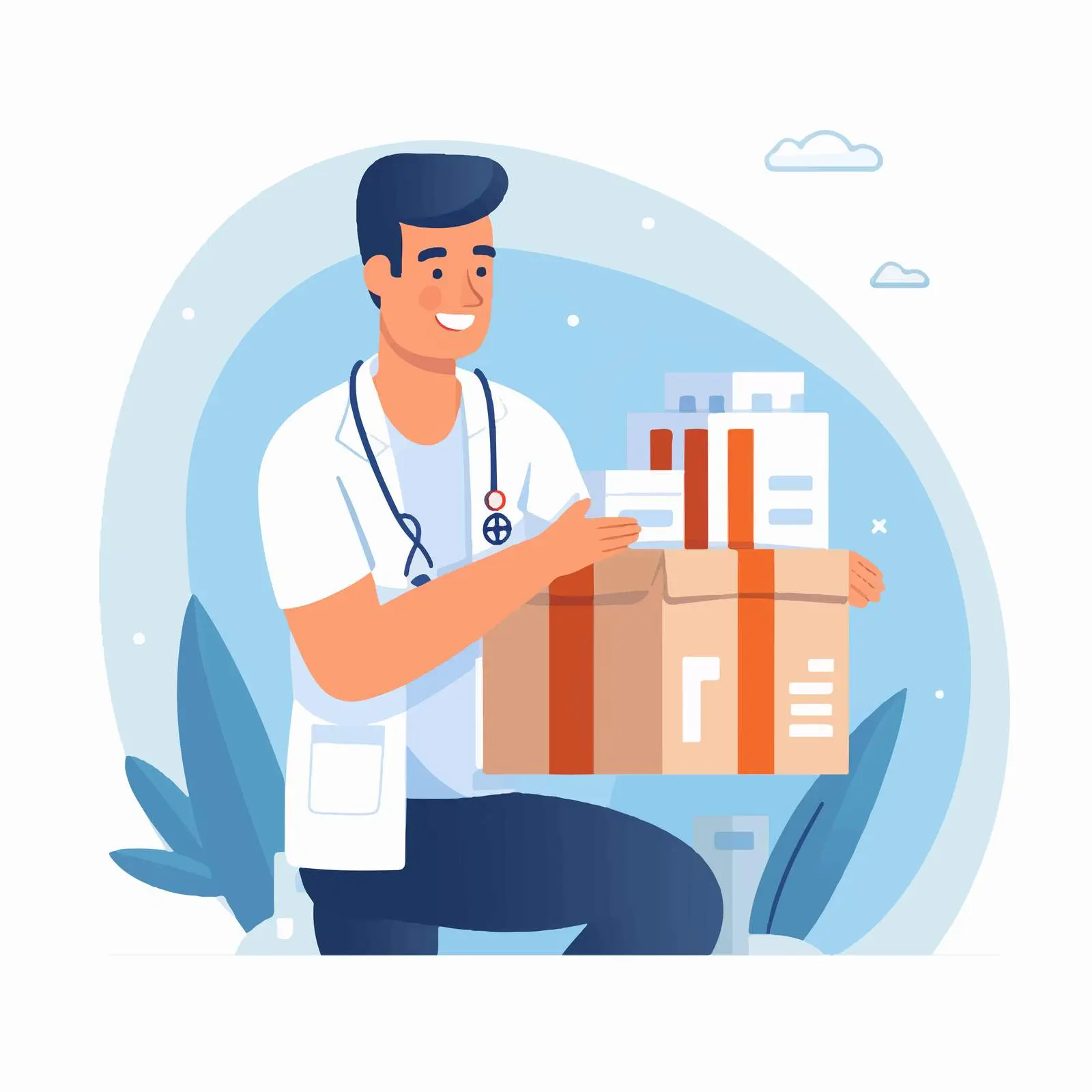 Delivery of Medicines and Humanitarian Aid Vector – free parcel image from Dotvec