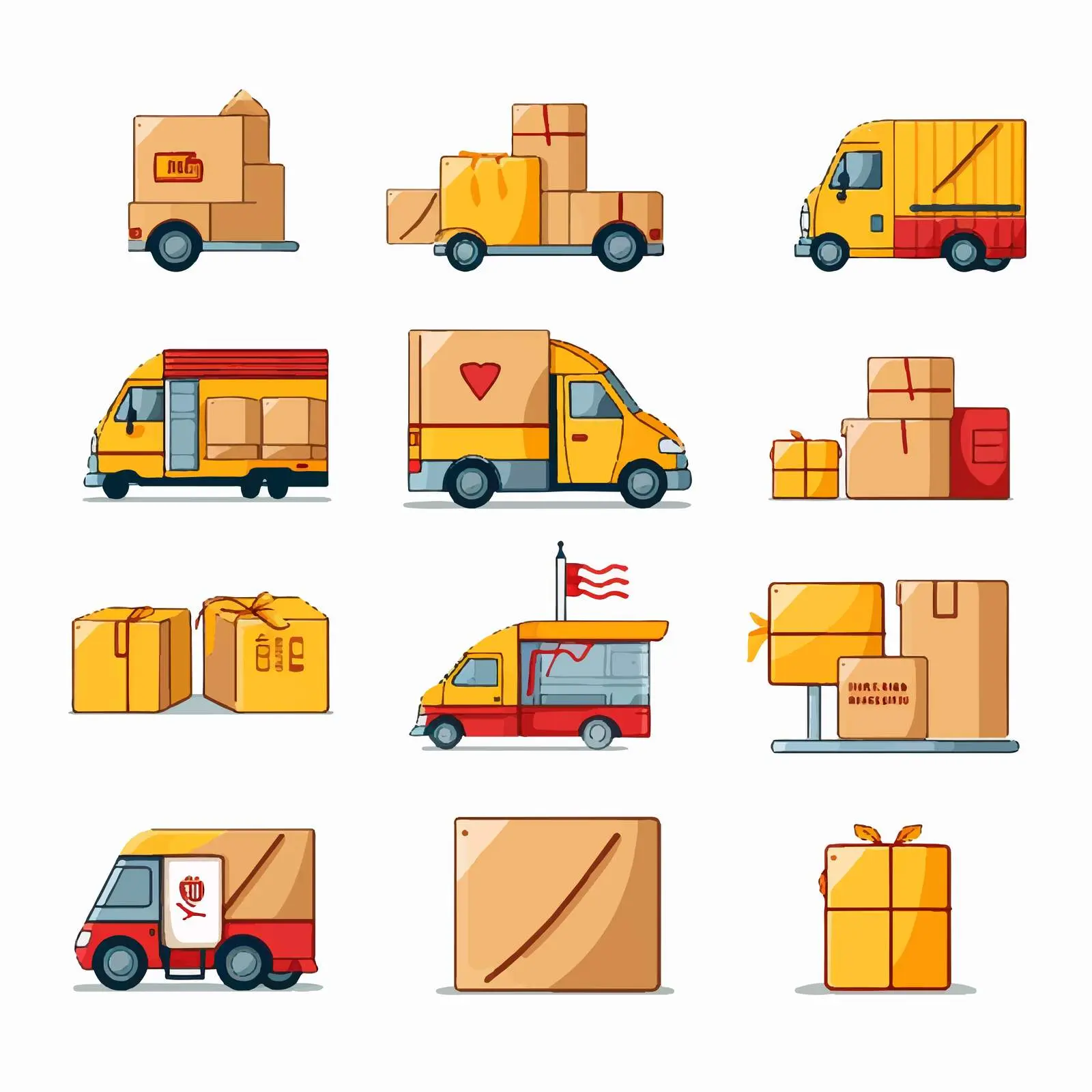 Cartoon Delivery Service Icons Vector Set – free delivery truck image from Dotvec