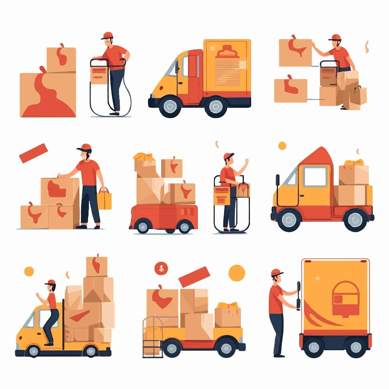 Cartoon Delivery Service Icons Vector Set – free delivery truck image from Dotvec