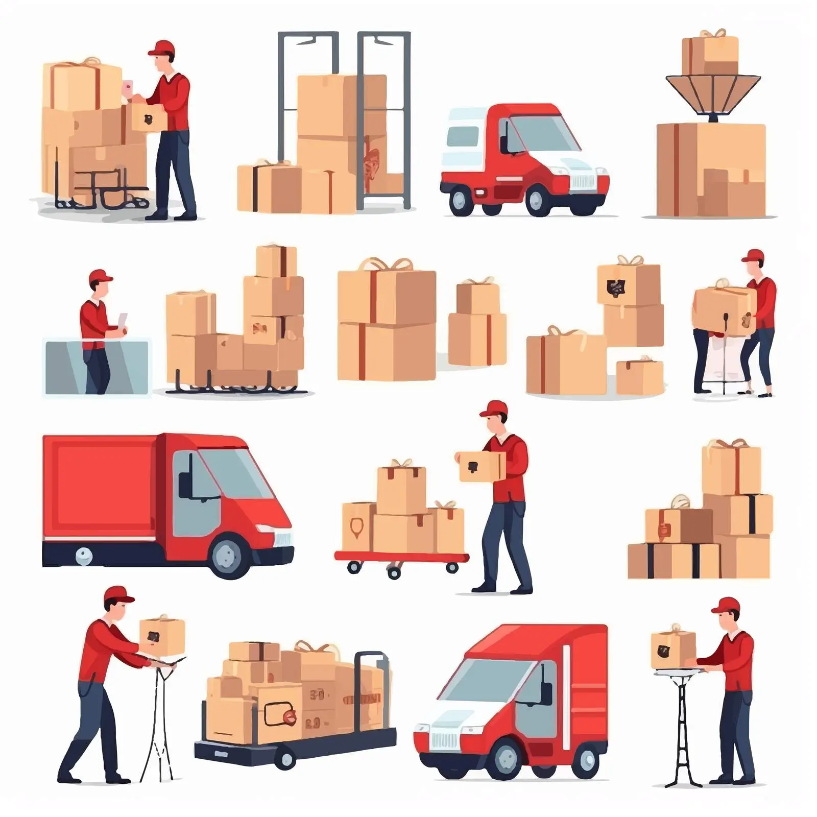 Cartoon Delivery Service Icon Set — free download from Dotvec