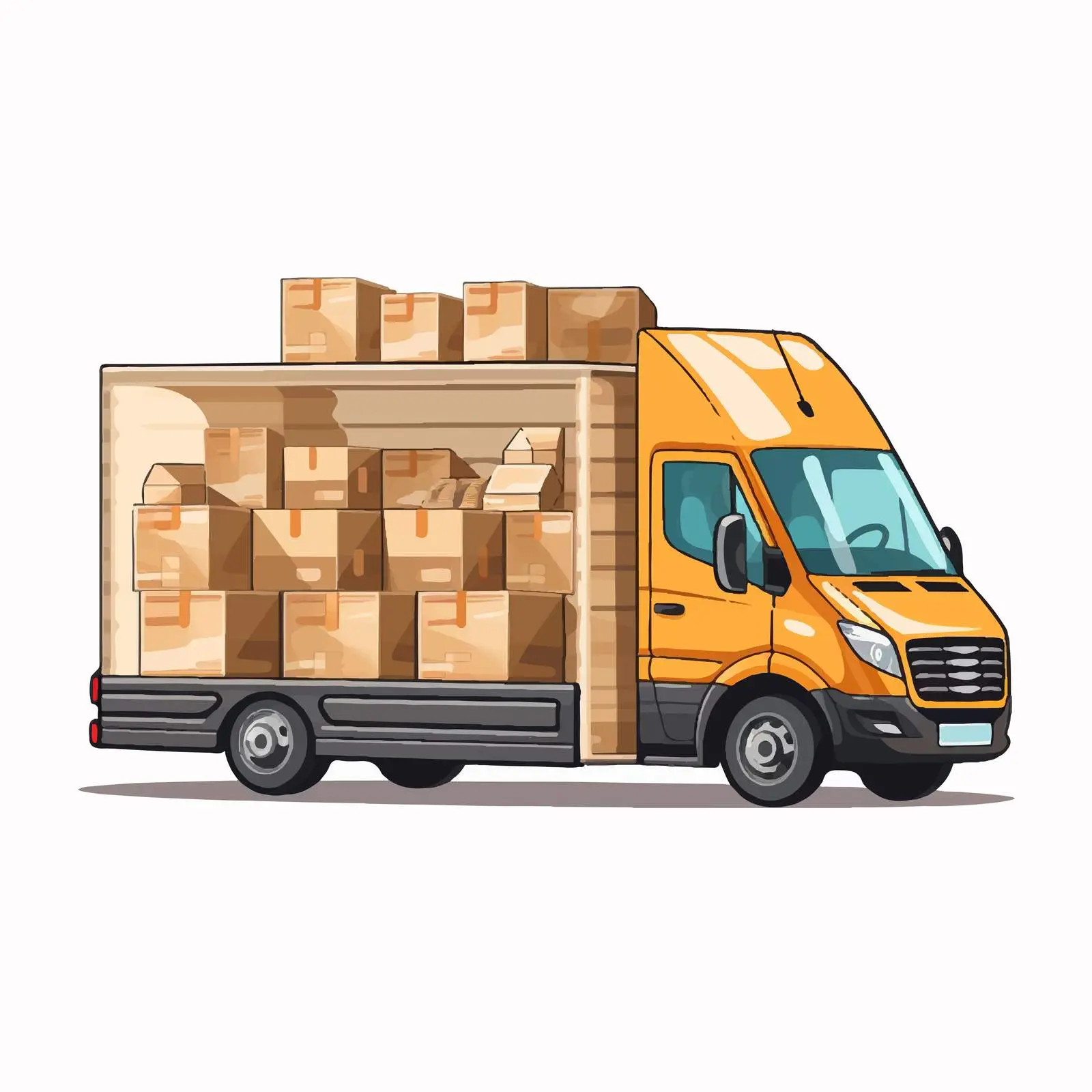 Delivery Van Loaded with Cardboard Packages — free download from Dotvec