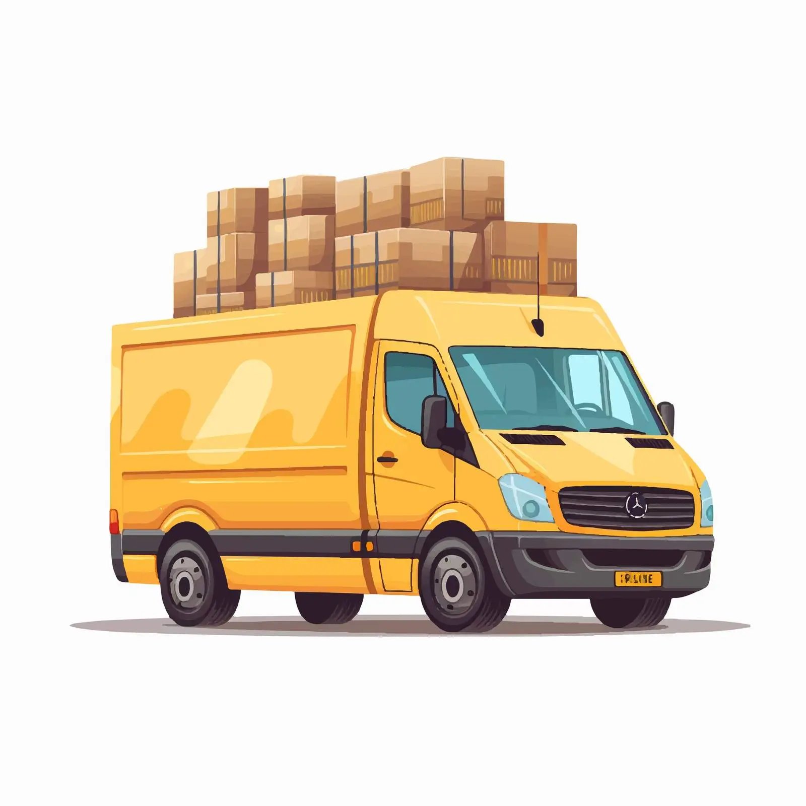 Loaded Delivery Van with Boxes and Cargo — free download from Dotvec