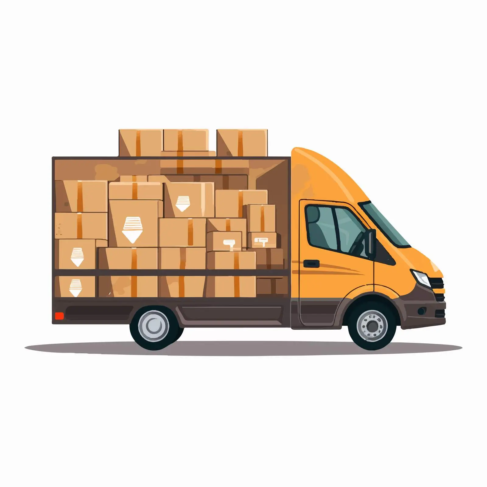 Delivery Van Loaded with Cardboard Boxes — free download from Dotvec