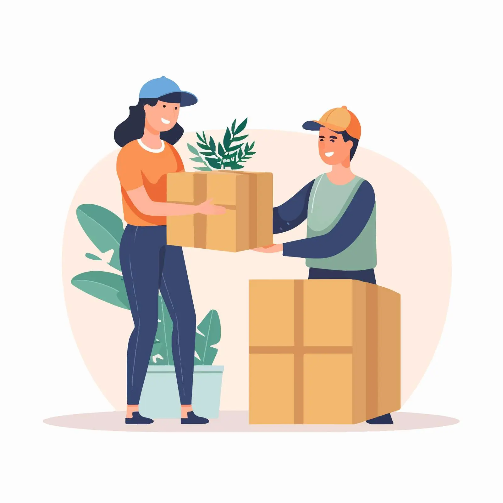 Delivery Worker Lifting Box for Customer Service — free download from Dotvec