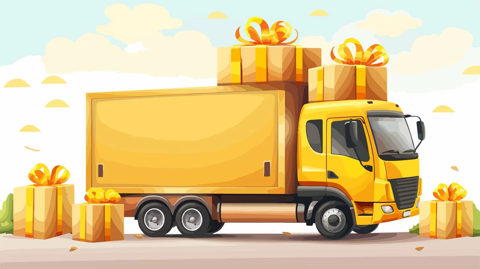 Cartoon Delivery Truck with Package — free download from Dotvec