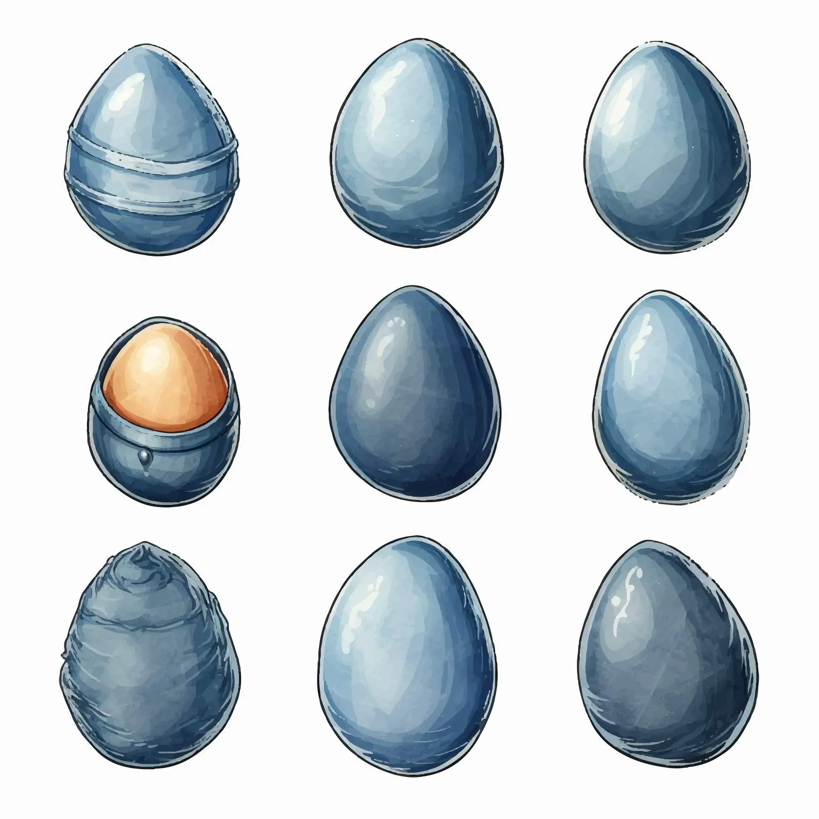 Cartoon Denim Eggs Clip Art on White Background — free download from Dotvec