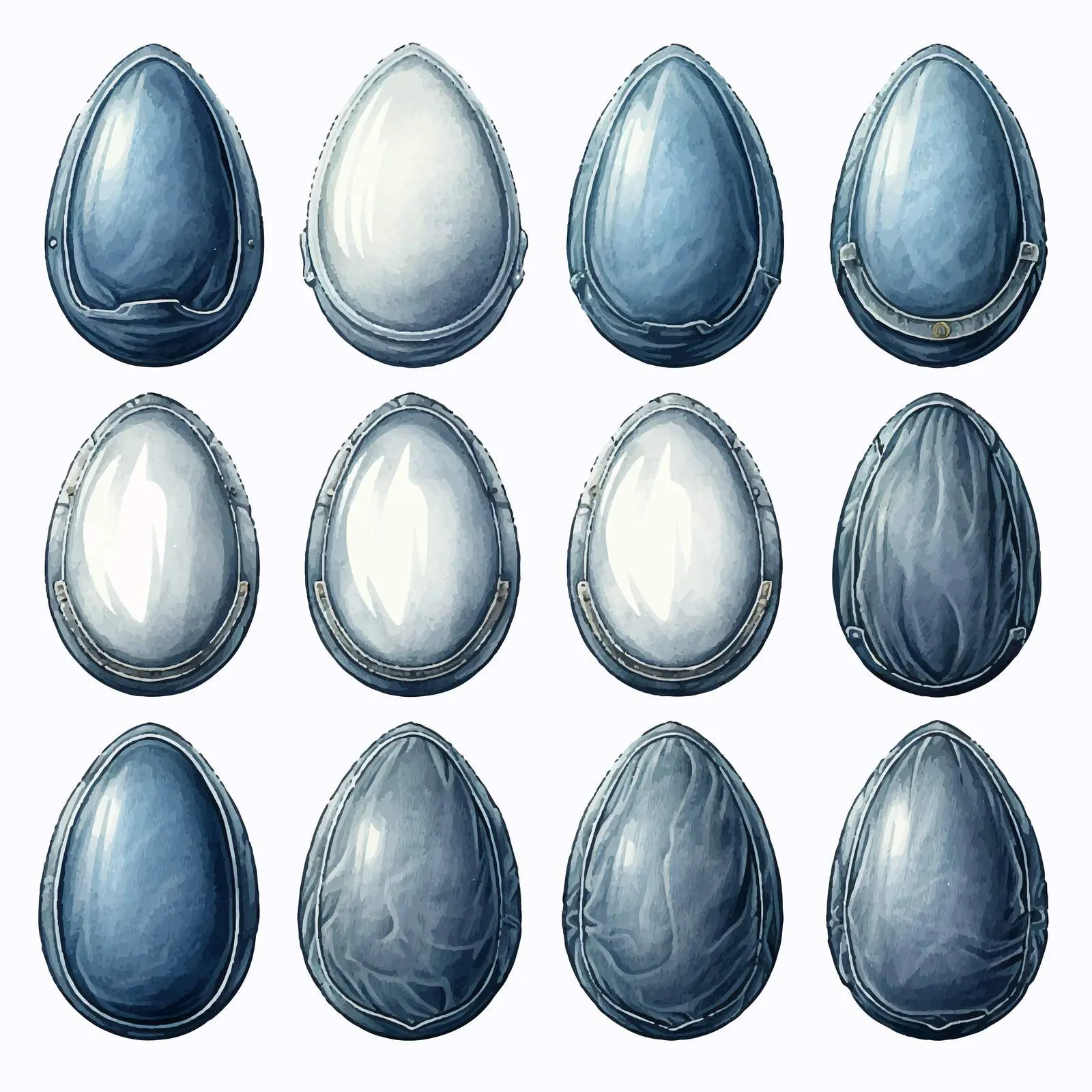 Denim Eggs Cartoon Clip Art on White Background – free easter egg image from Dotvec