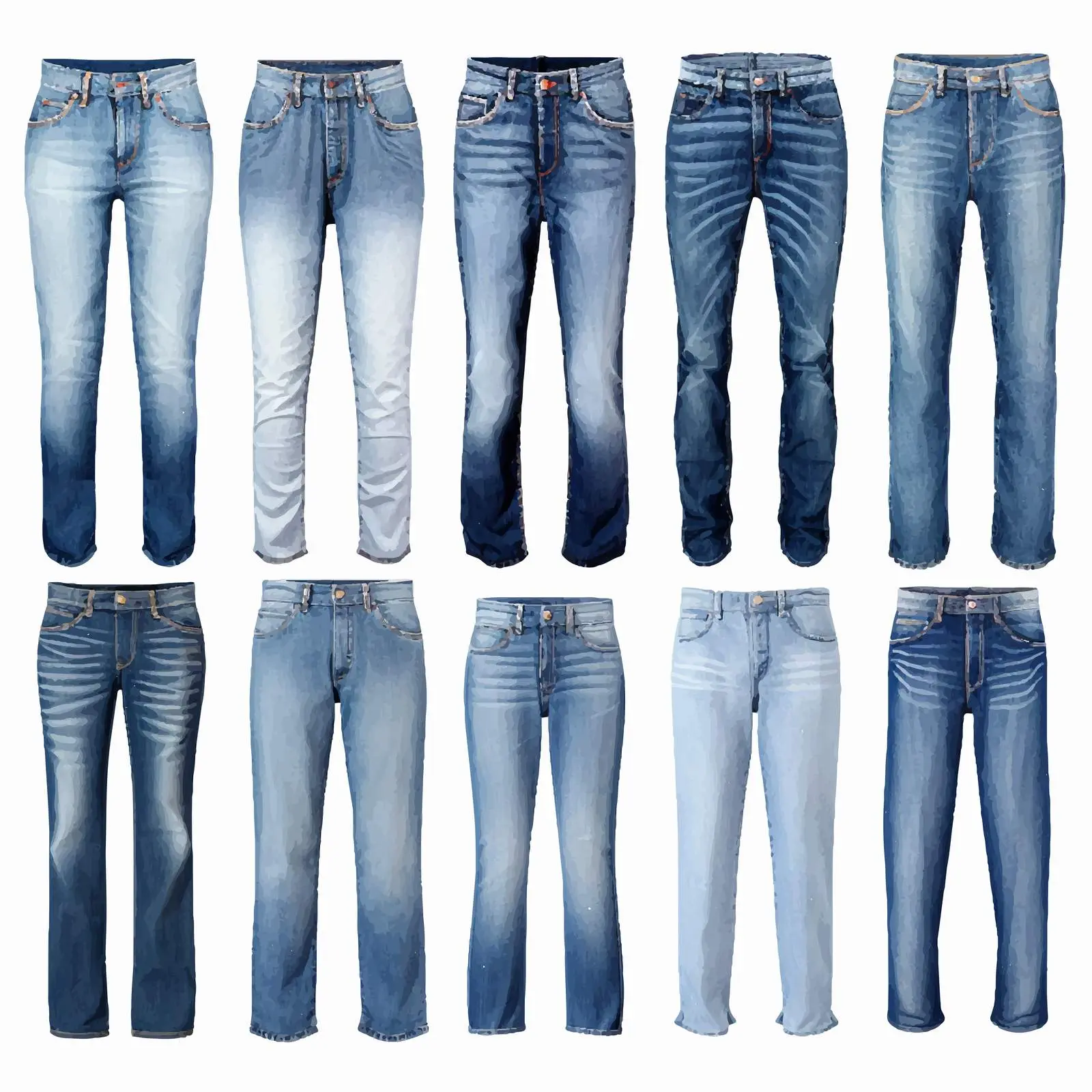 Denim Jeans Clip Art Set on White Background — free download from Dotvec