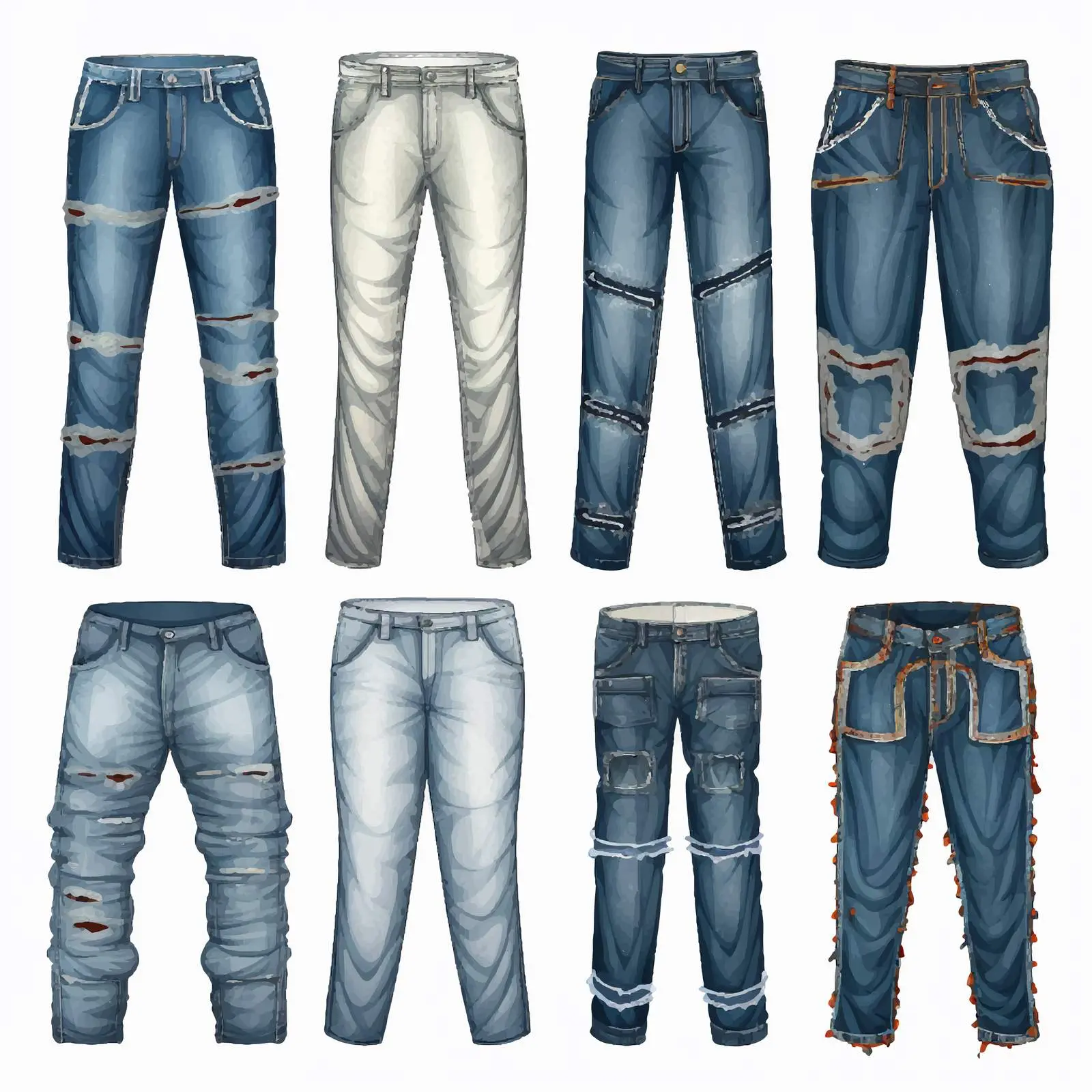 Denim Framework and Jeans Clip Art Set – free wearable art image from Dotvec