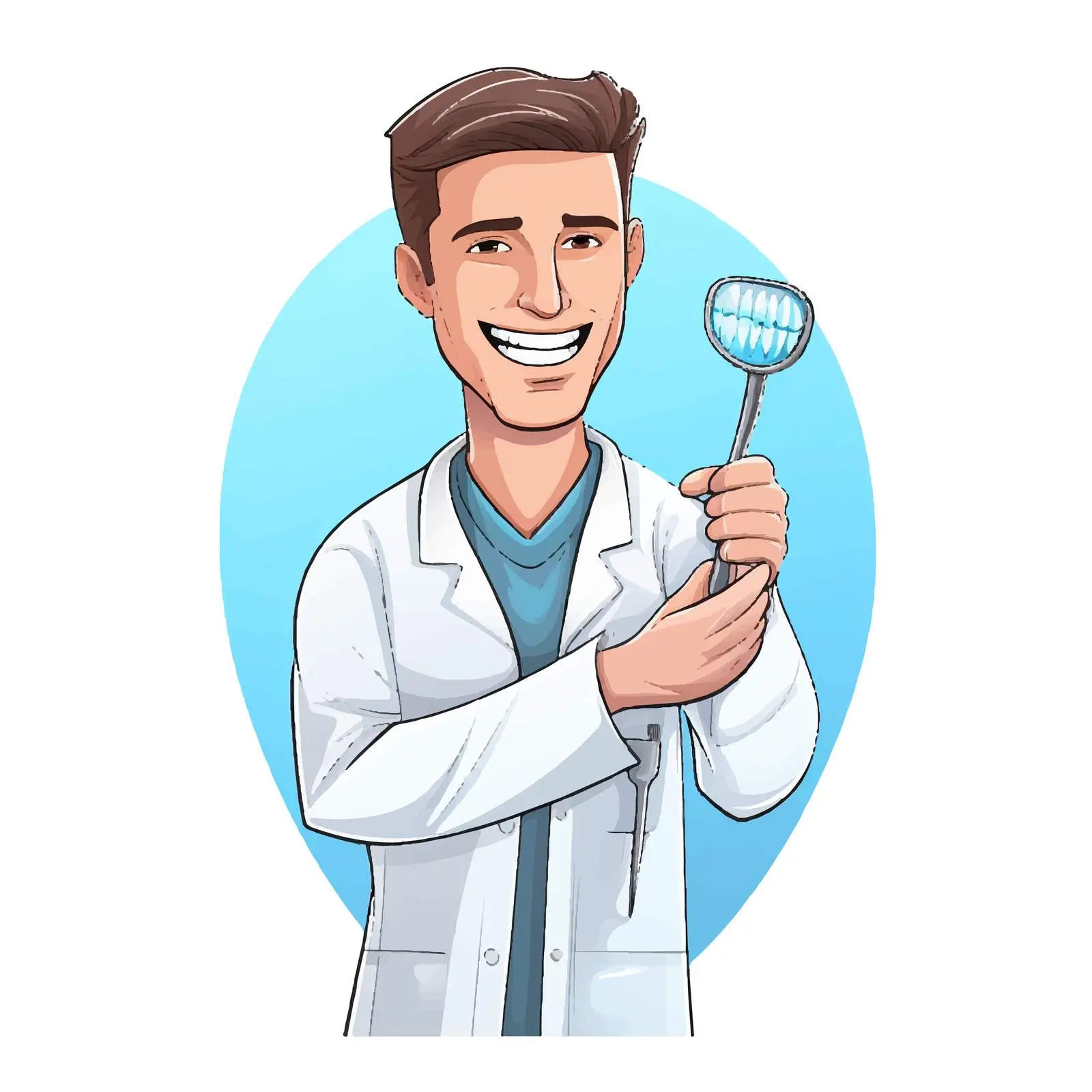 Dentist Brushing Tooth with Toothbrush Vector — free download from Dotvec
