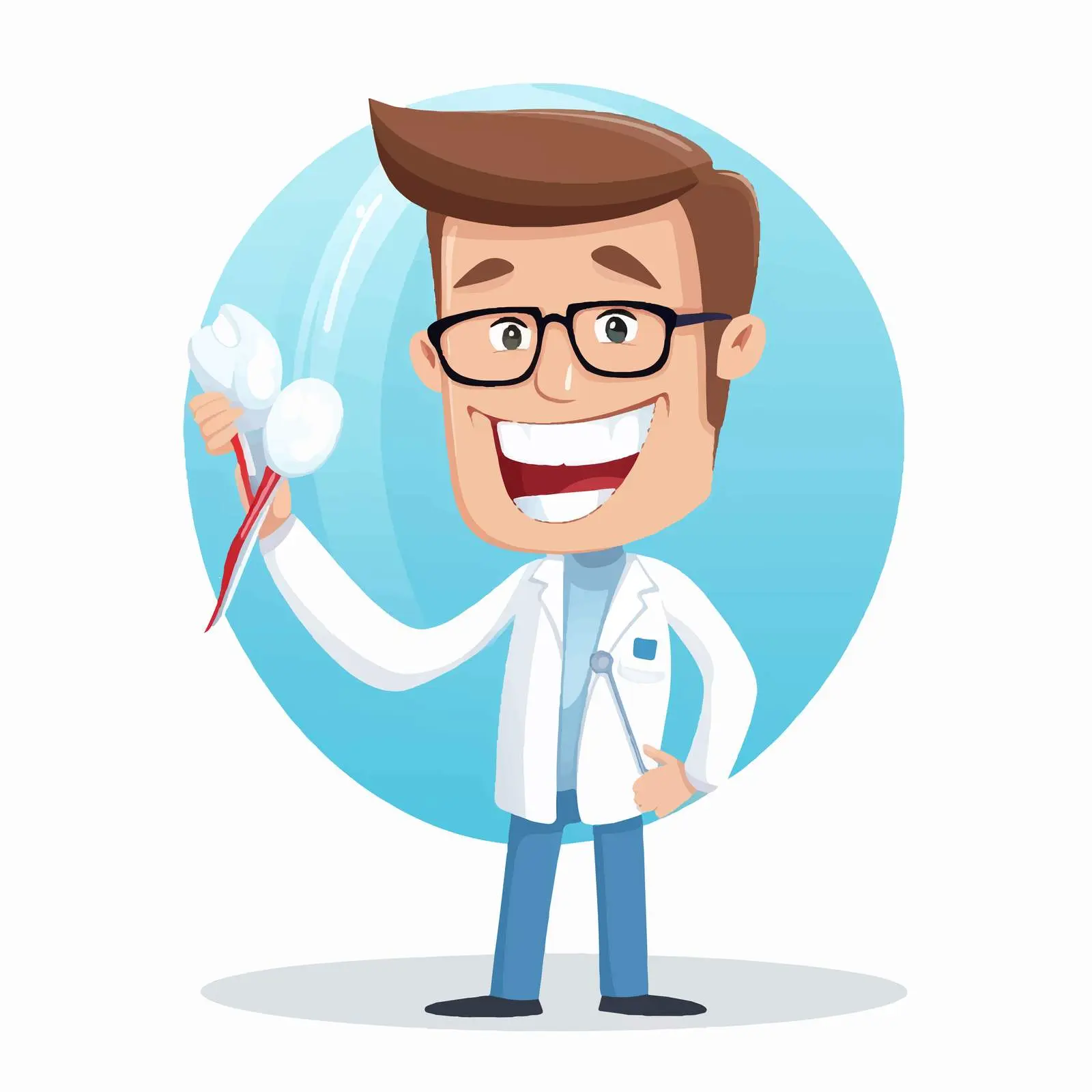 Dentist Brushing Tooth with Toothbrush Vector – free dental education image from Dotvec