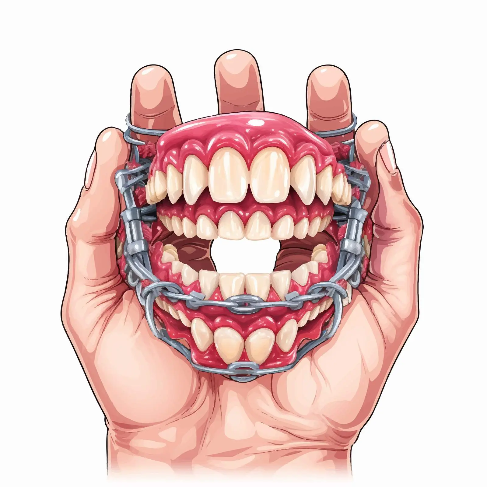 Dentist Holding Braces Model with Human Teeth — free download from Dotvec