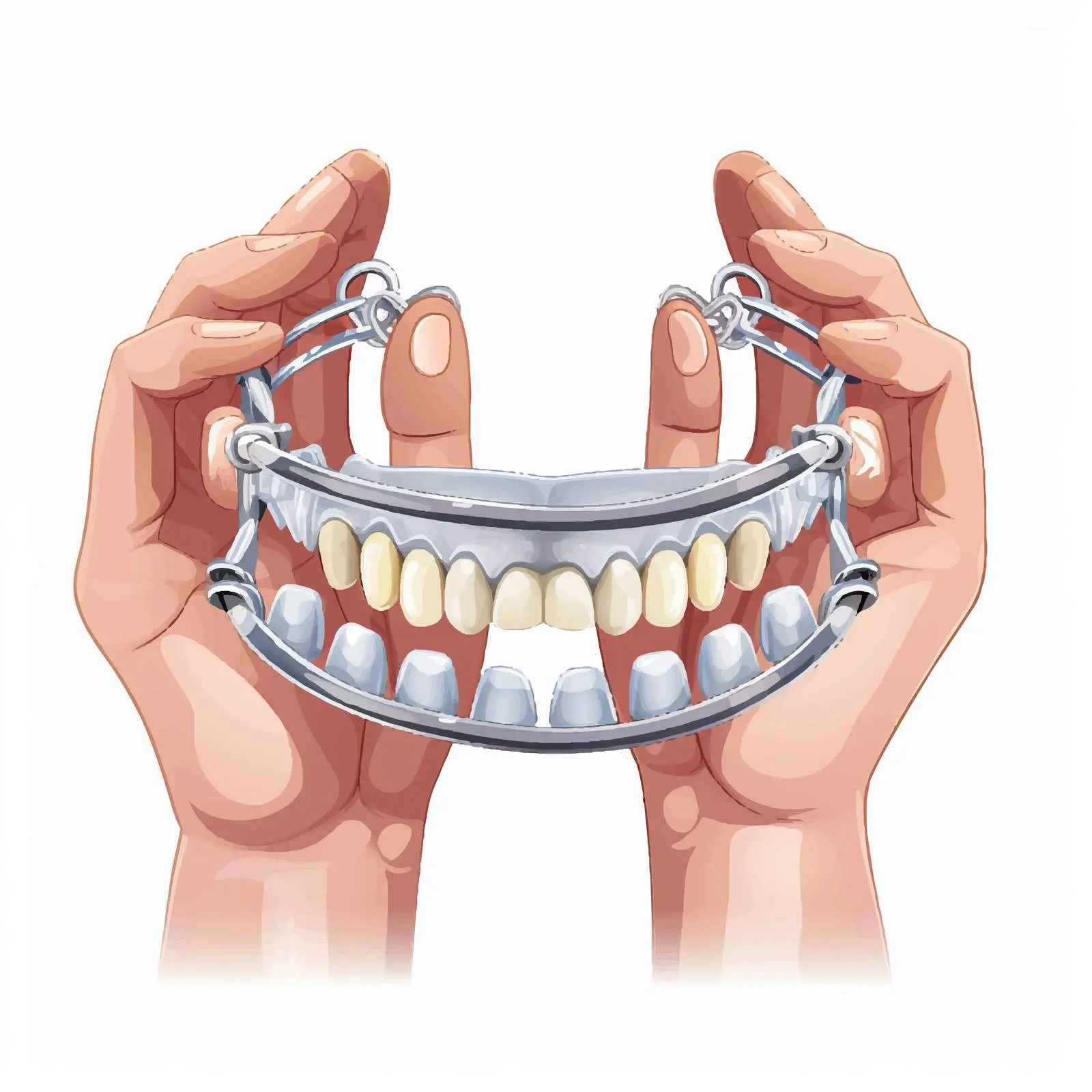 Dentist Hand Holding Braces Model Illustration — free download from Dotvec