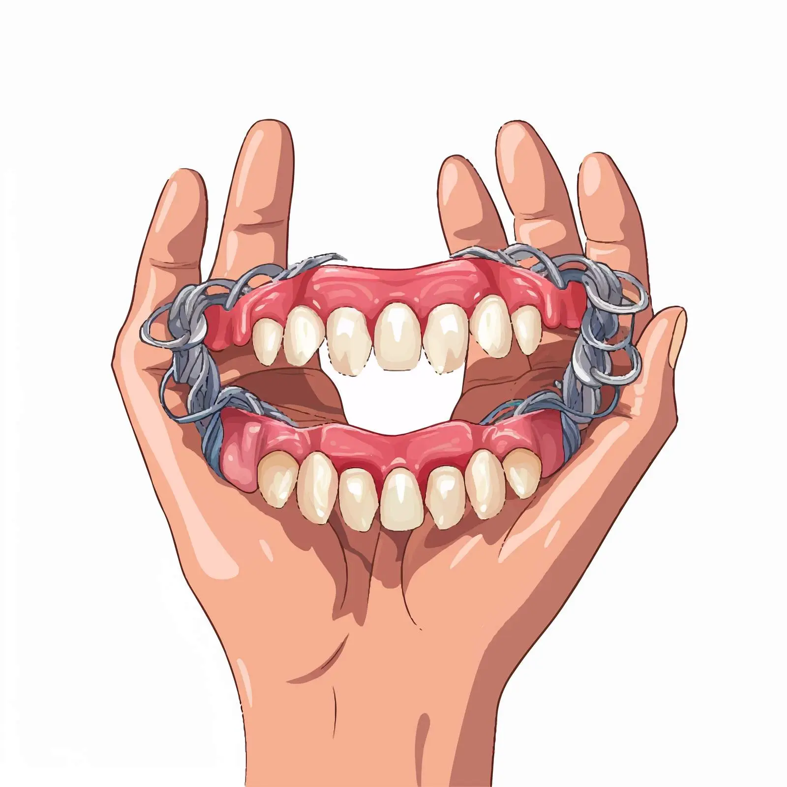 Dentist Hand Holding Model of Braces and Teeth — free download from Dotvec