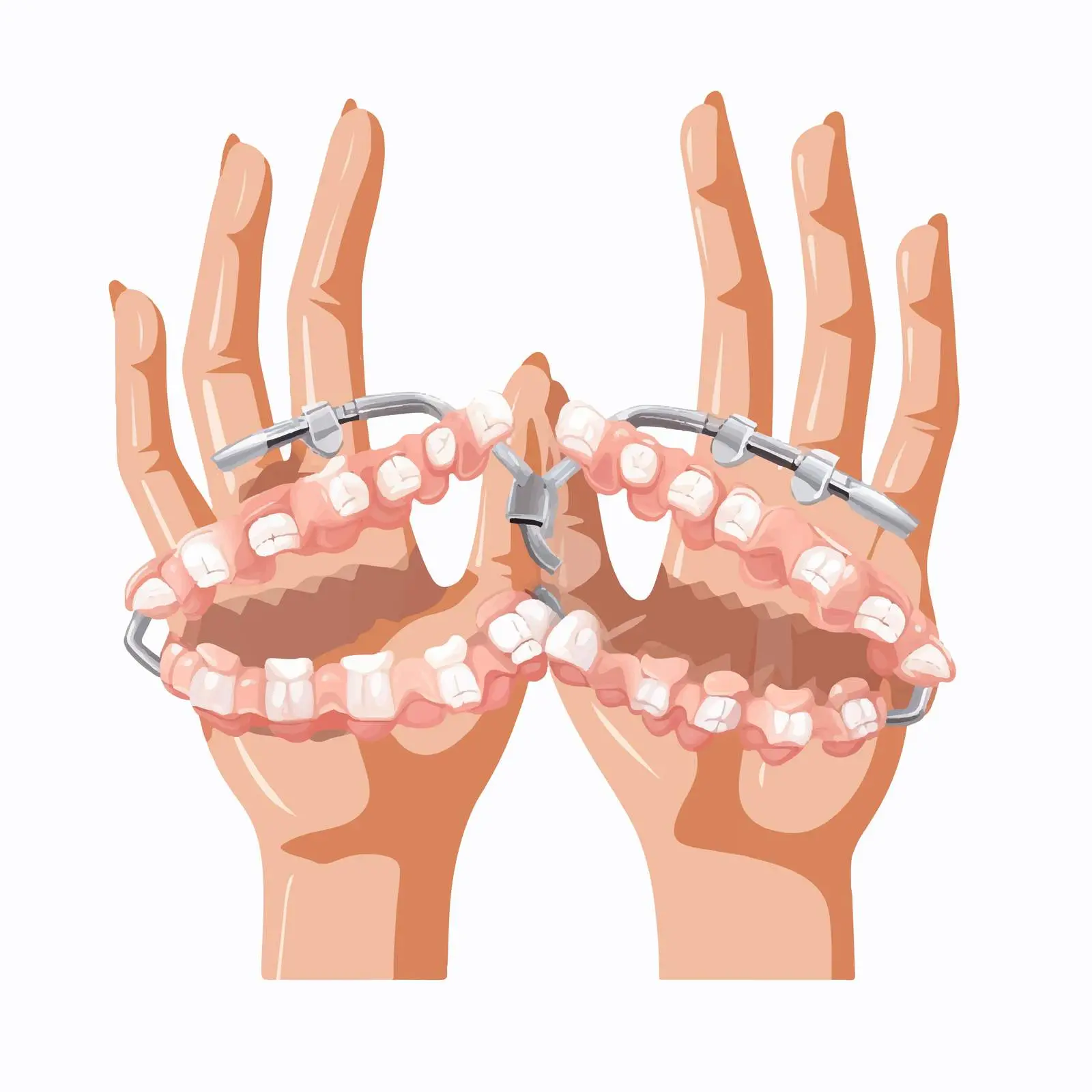 Dentist Hand Holding Braces and Teeth Model Illustration — free download from Dotvec