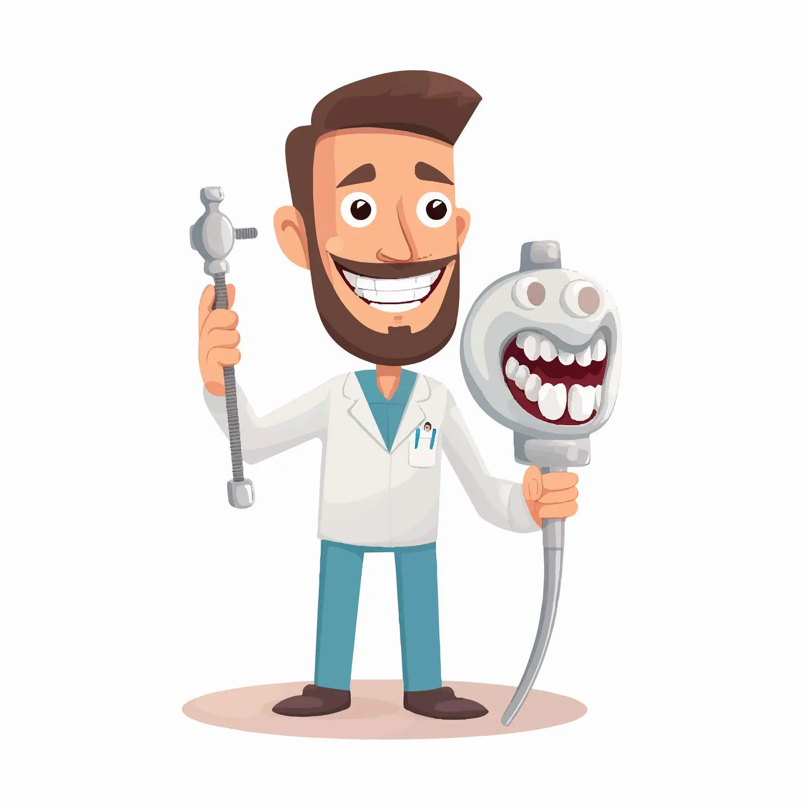 Dentist with Dental Cleaning Equipment and Teeth Cart — free download from Dotvec