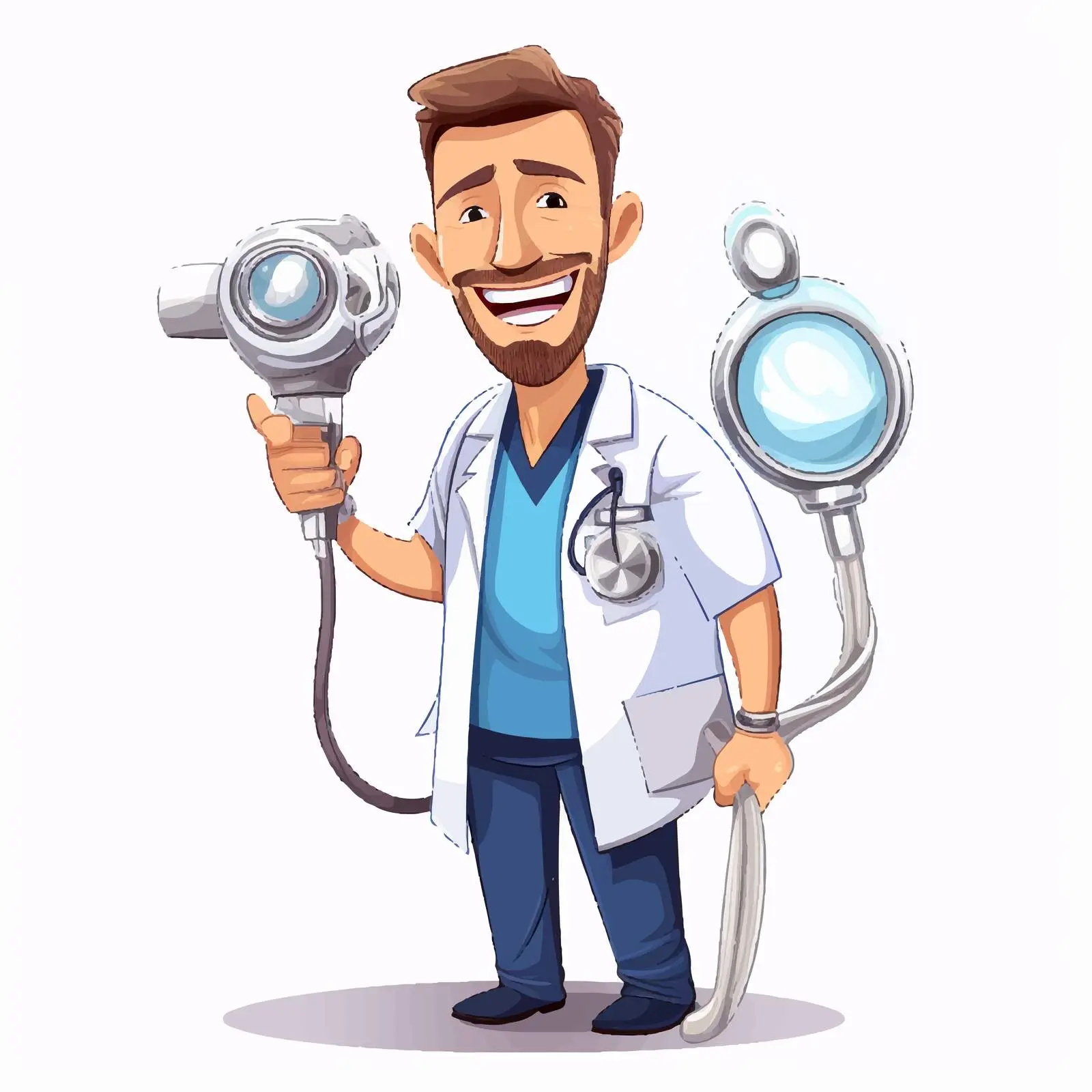 Dentist with Dental Tools and Big Teeth Cart — free download from Dotvec