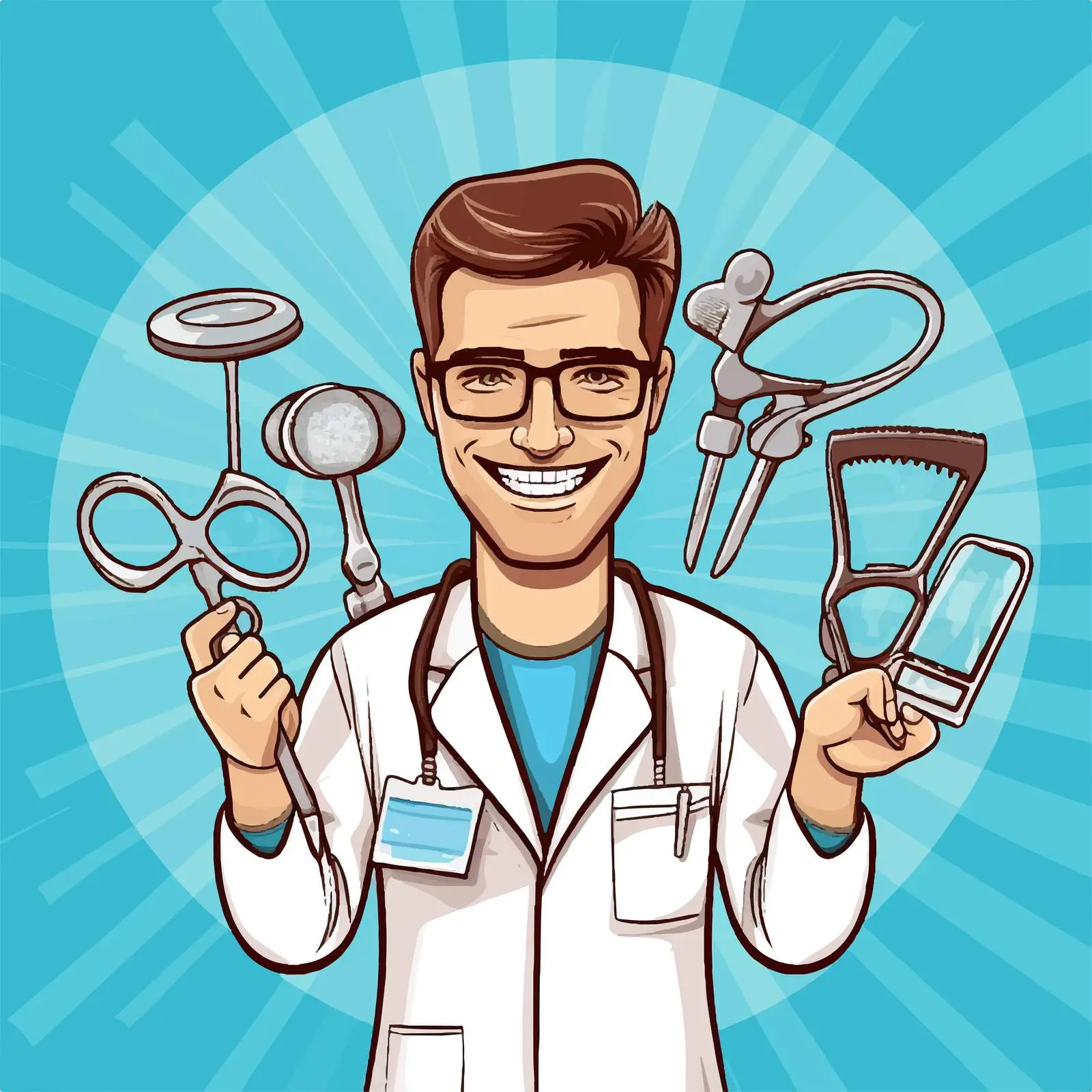 Dentist Examining Teeth with Instruments on Blue Background – free health examination image from Dotvec