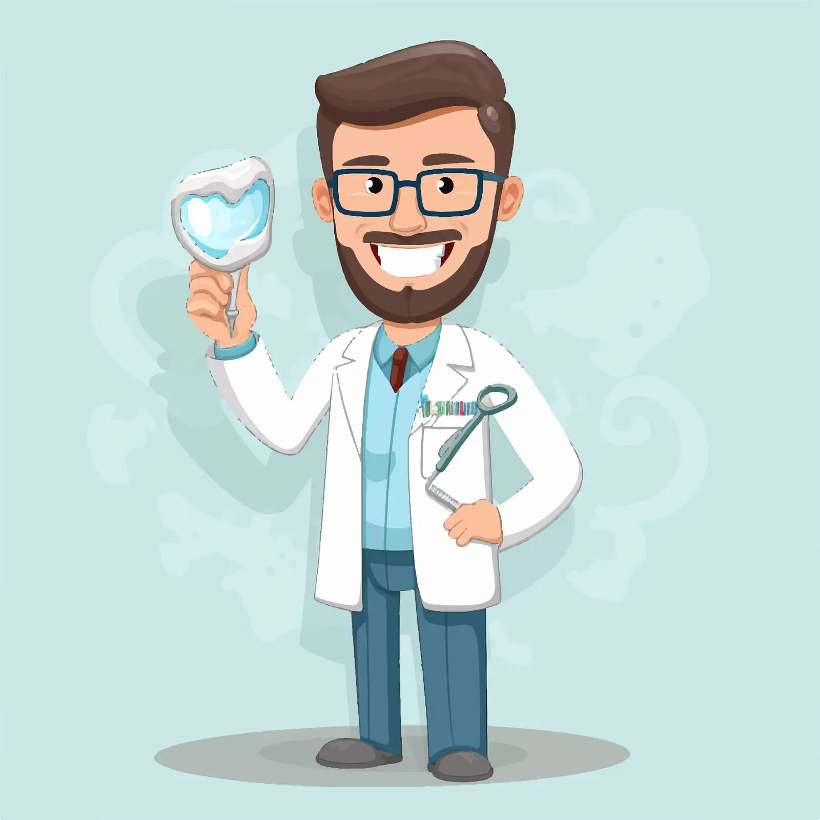 Dentist Holding Toothbrush with Teeth Model Illustration — free download from Dotvec