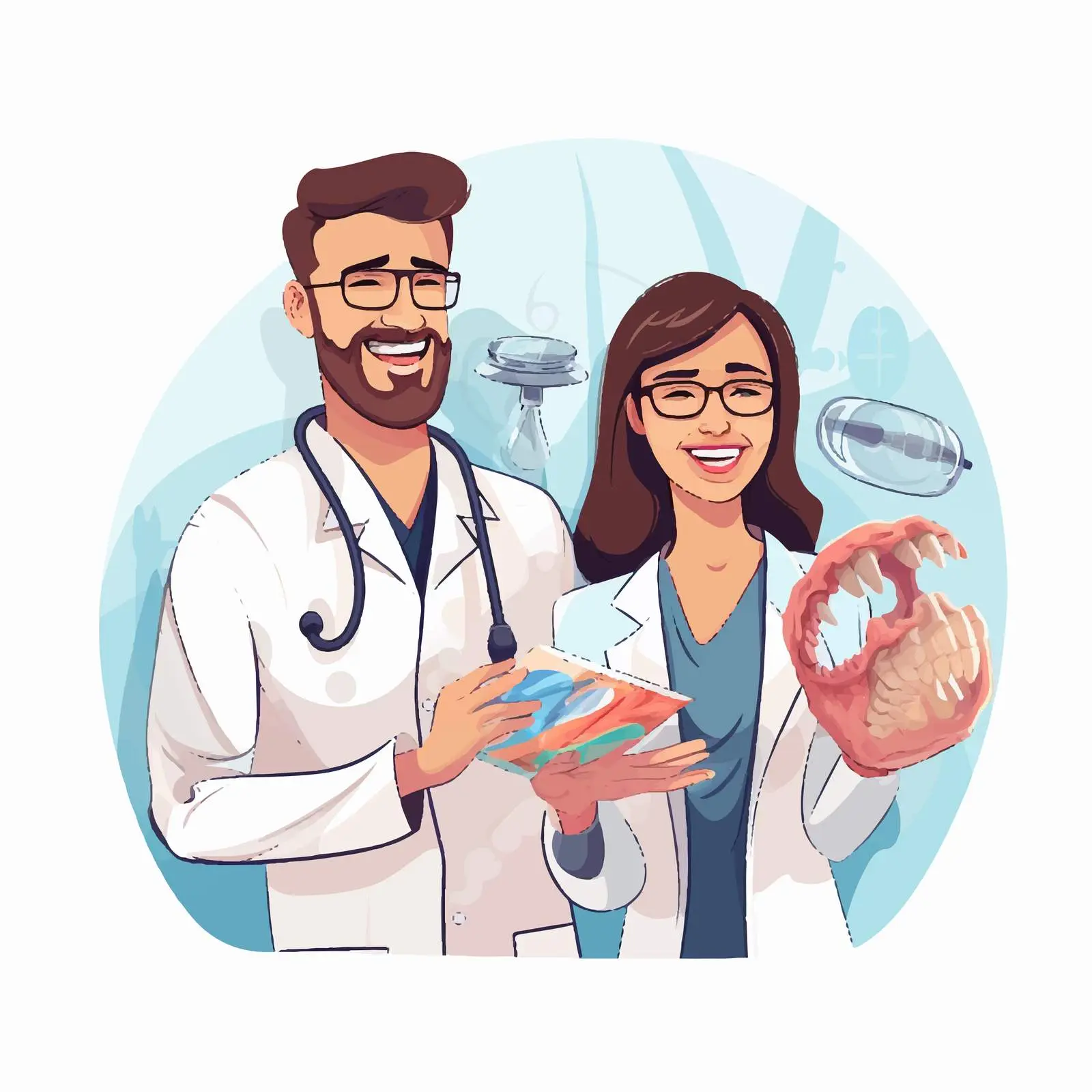 Dentists Examining Teeth and Holding Dental Instruments — free download from Dotvec