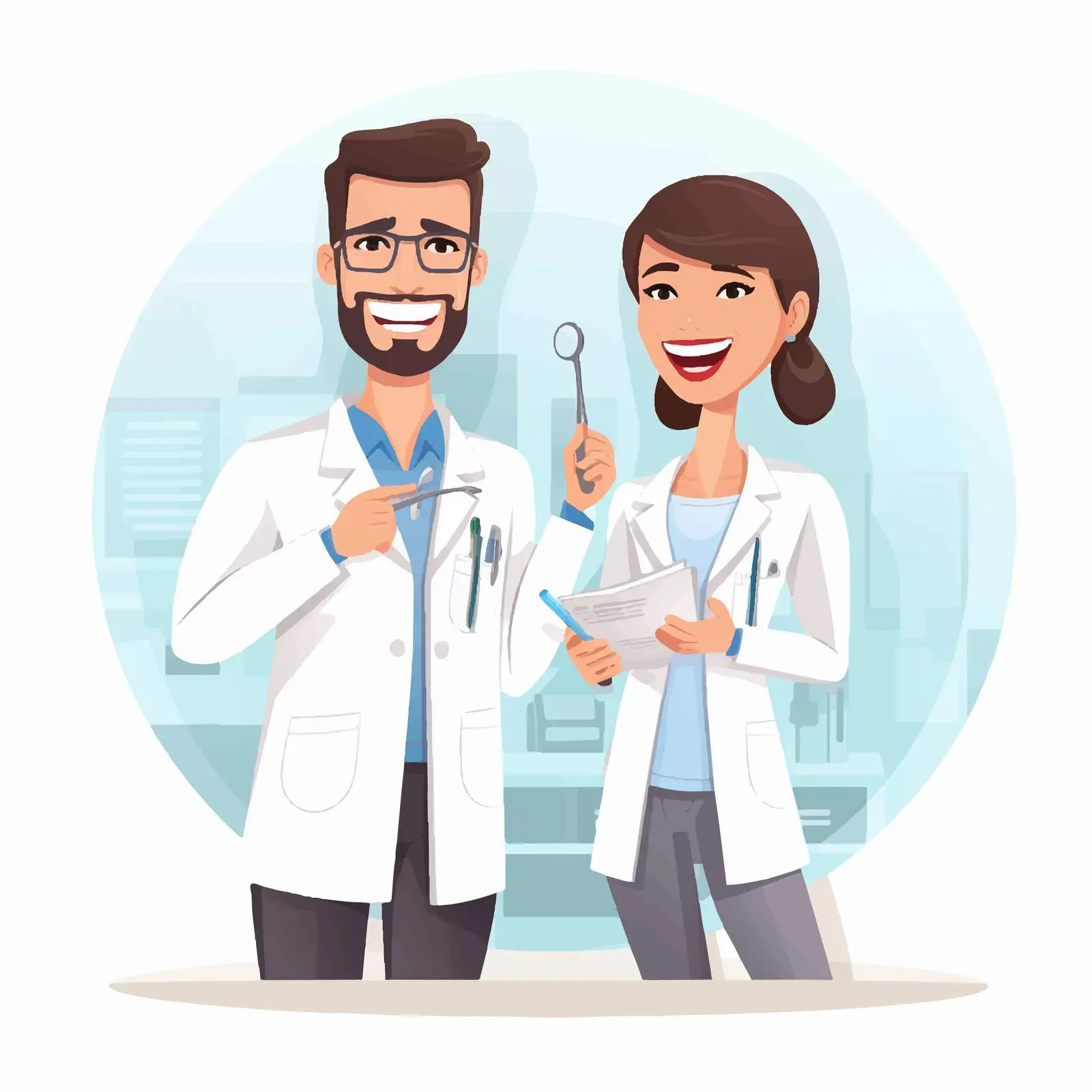 Dentists Examining Teeth with Instruments — free download from Dotvec