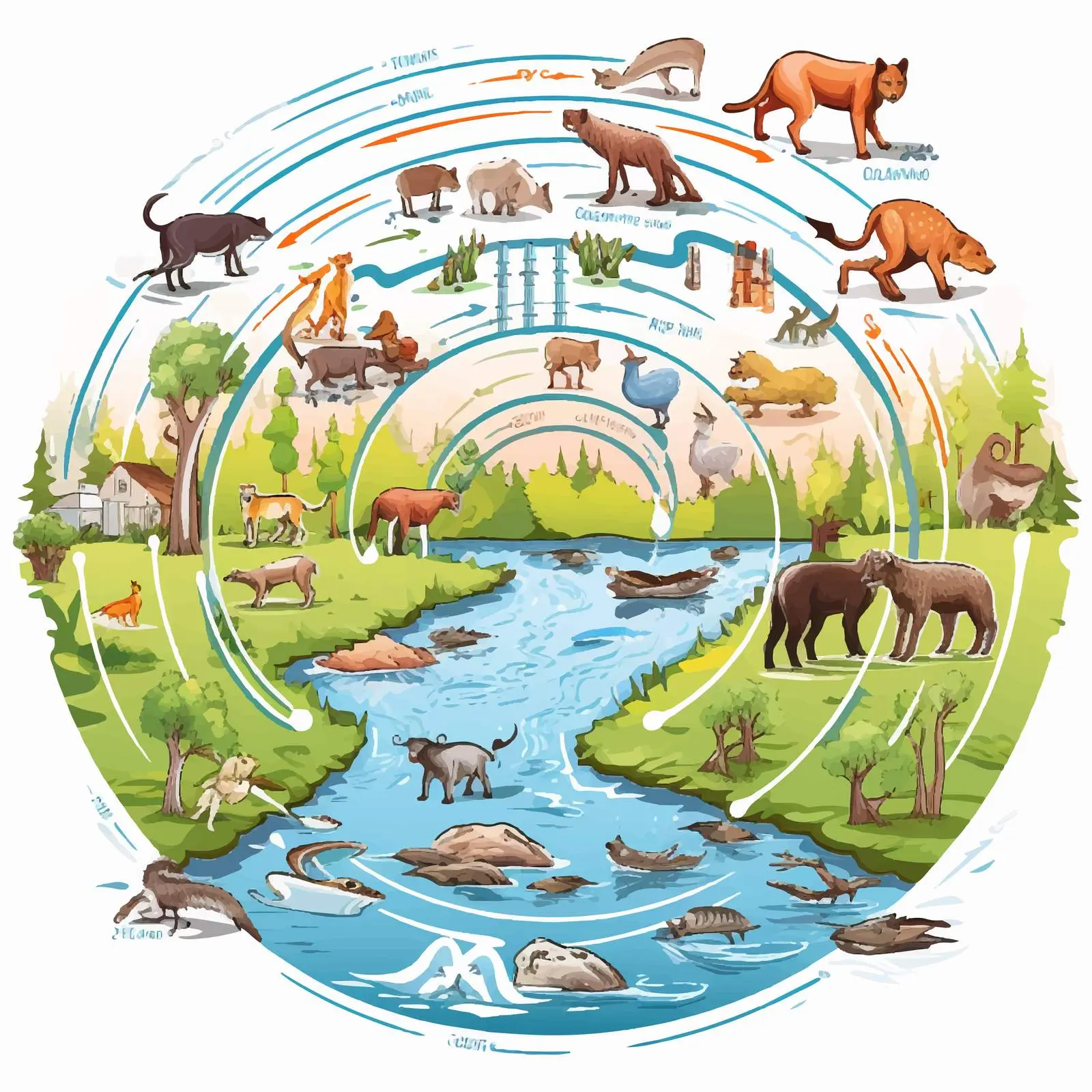 Energy Flow in Food Chain Vector Illustration — free download from Dotvec