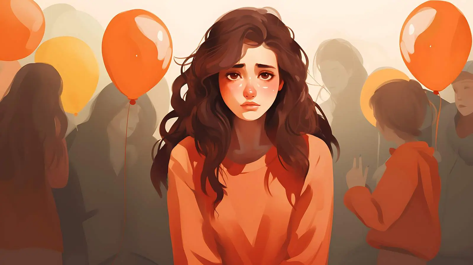 Teen Girl Amid Depressive Crowd — free download from Dotvec