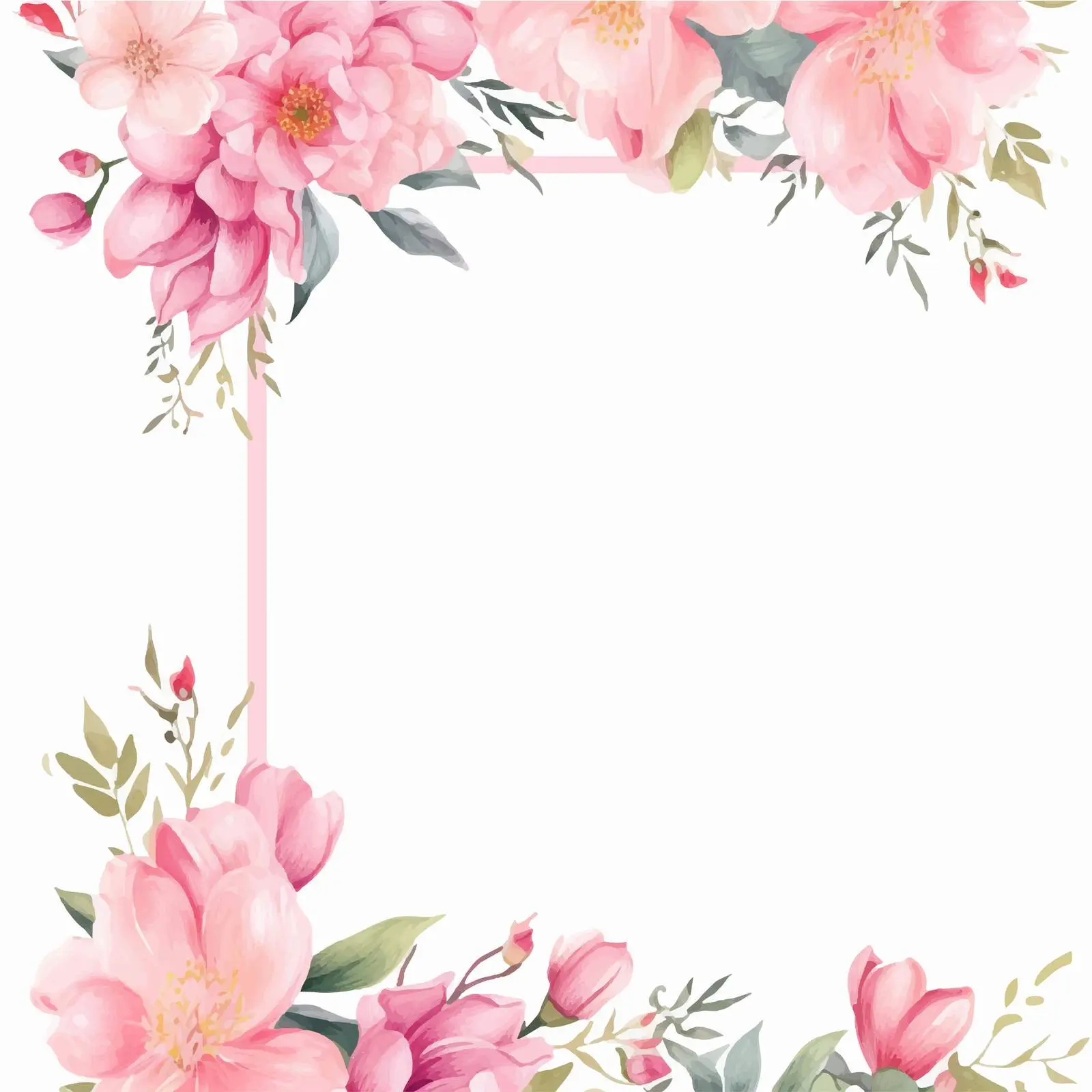 Elegant Spring Flower Frame Wedding Invitation Design – free printable invitation image from Dotvec