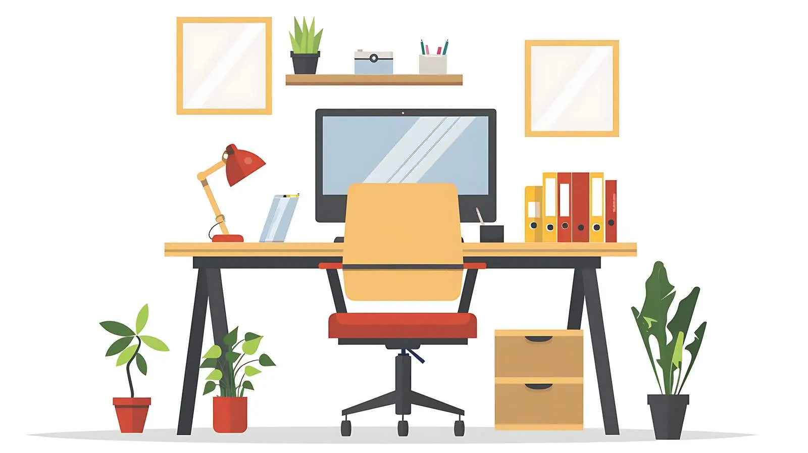 Home Office Workspace with Computer – free prints image from Dotvec