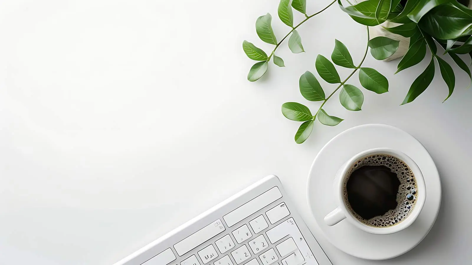 Modern Designer Desk with Computer and Coffee – free studio image from Dotvec