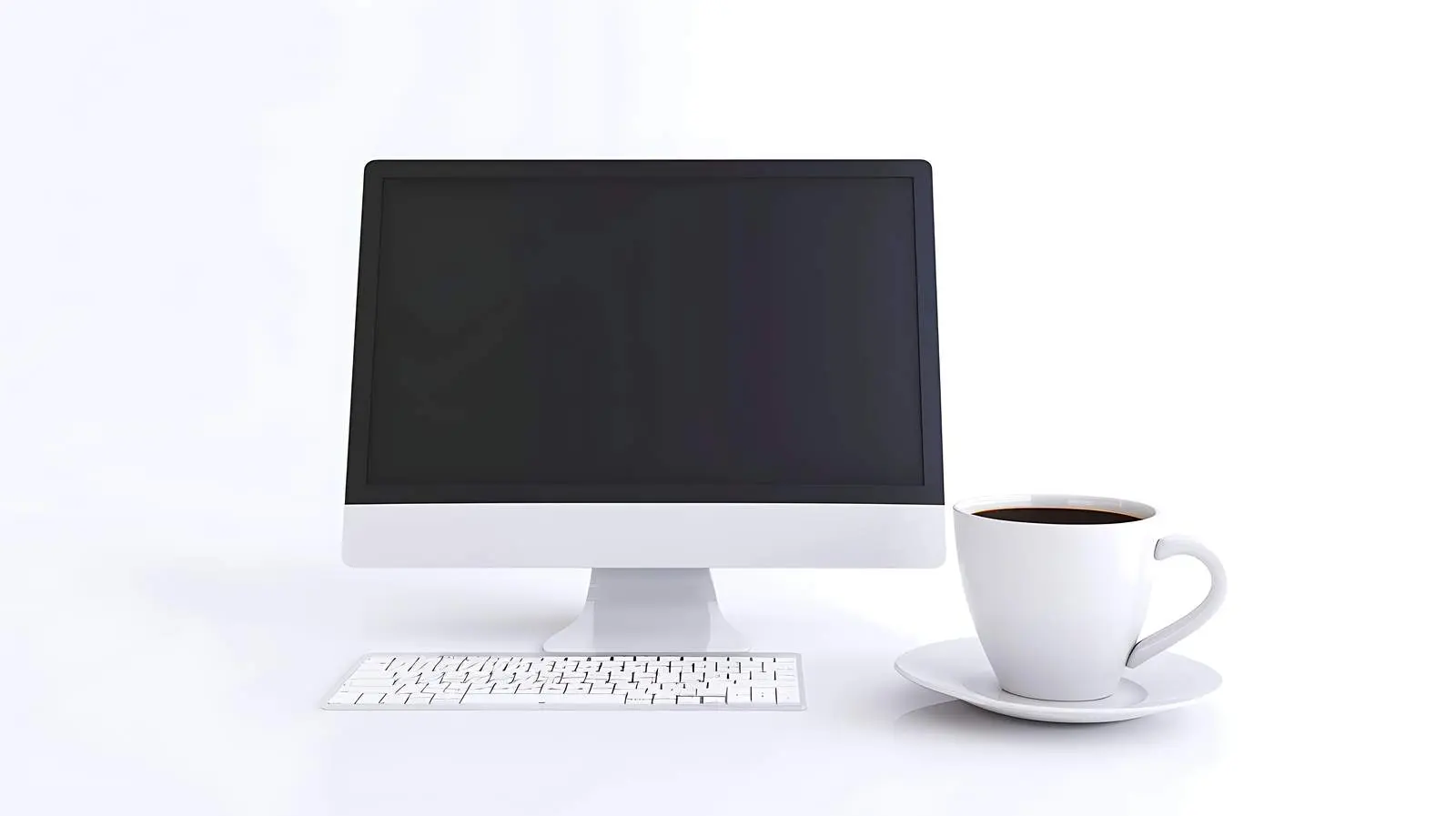 Designer Desk with Computer and Coffee – free motivation image from Dotvec