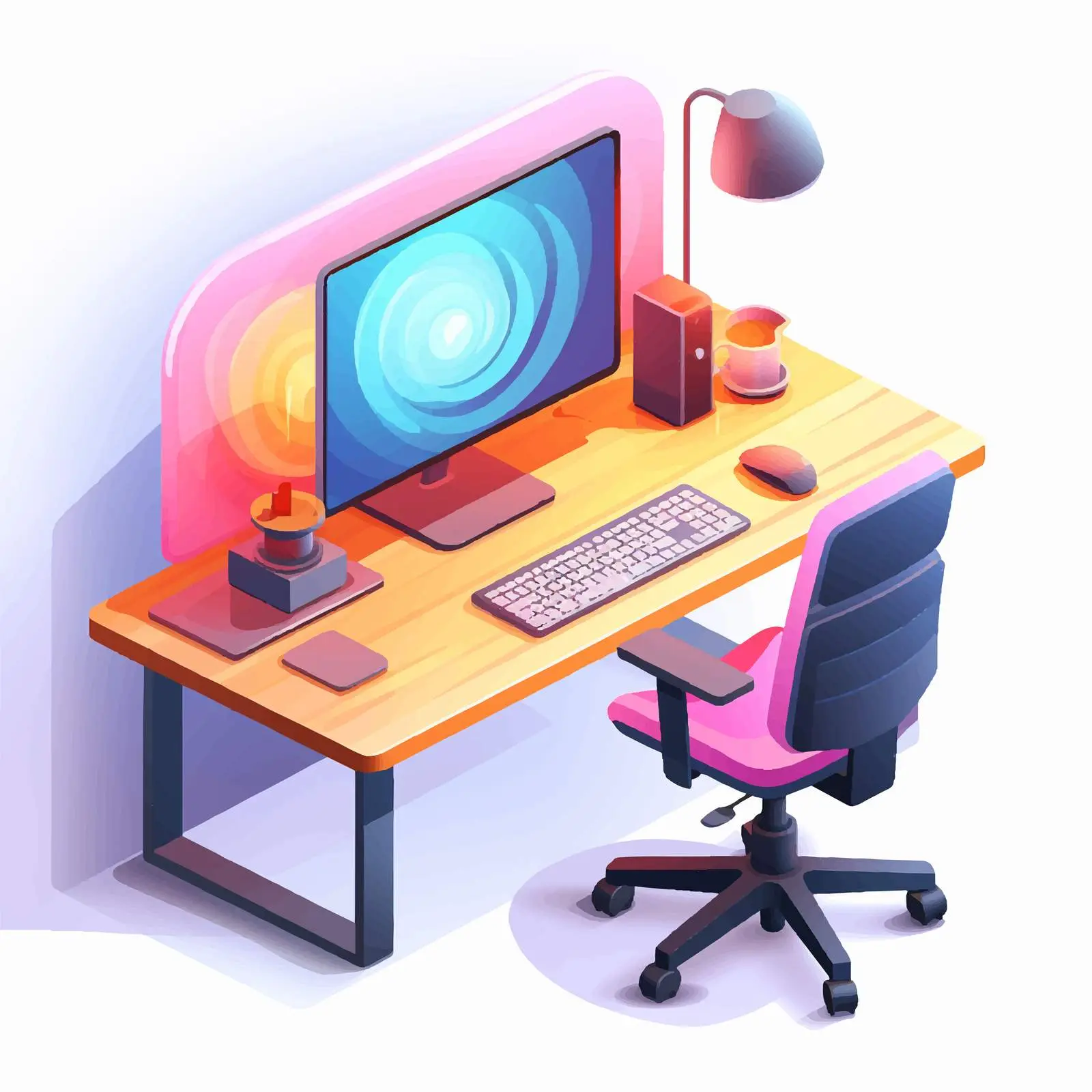 Modern Desk Workspace with Computer Accessories — free download from Dotvec